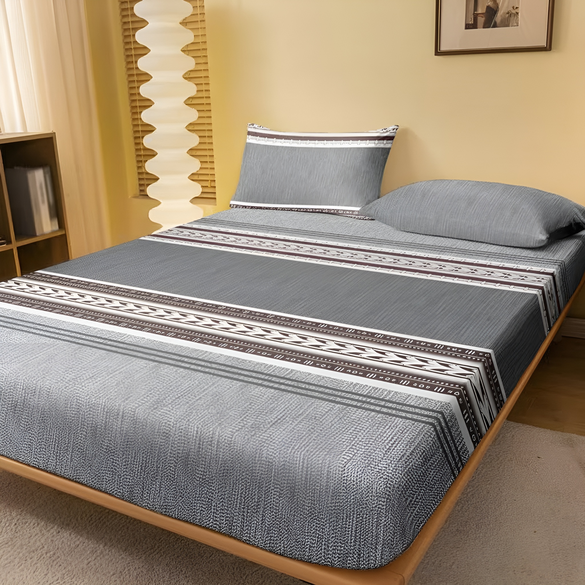 Modern Striped Pattern Printed Flannel Bed Cover