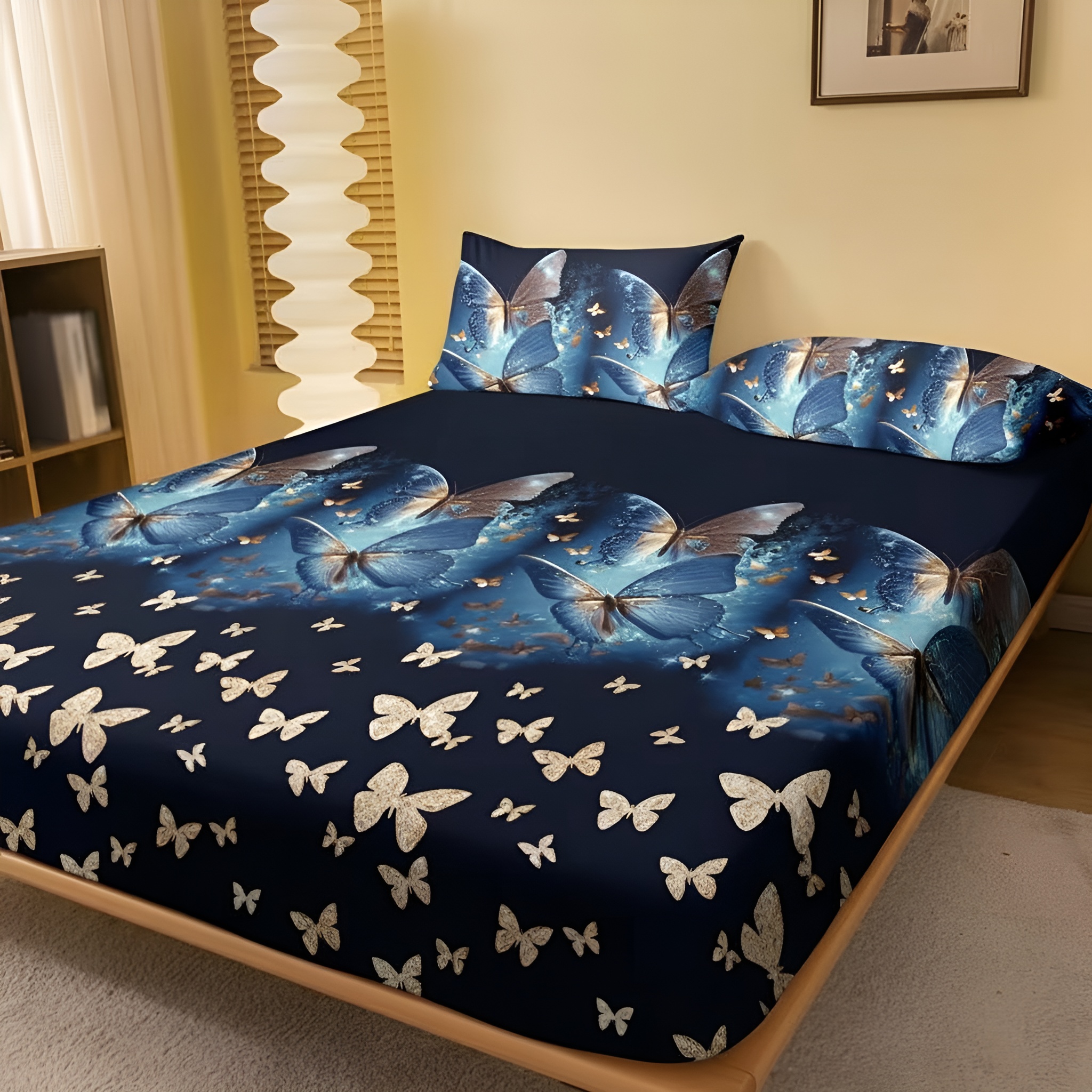 Modern Fitted Sheet With  Floral Prints For Bedroom