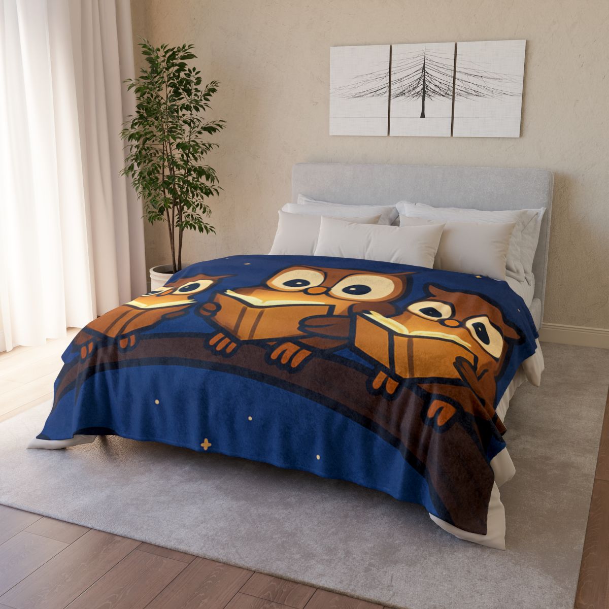 Moonlight Library Of Owls custom blankets
