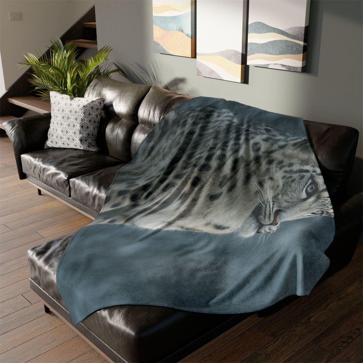 Crest Of Silence Snow Leopard designer printed blankets