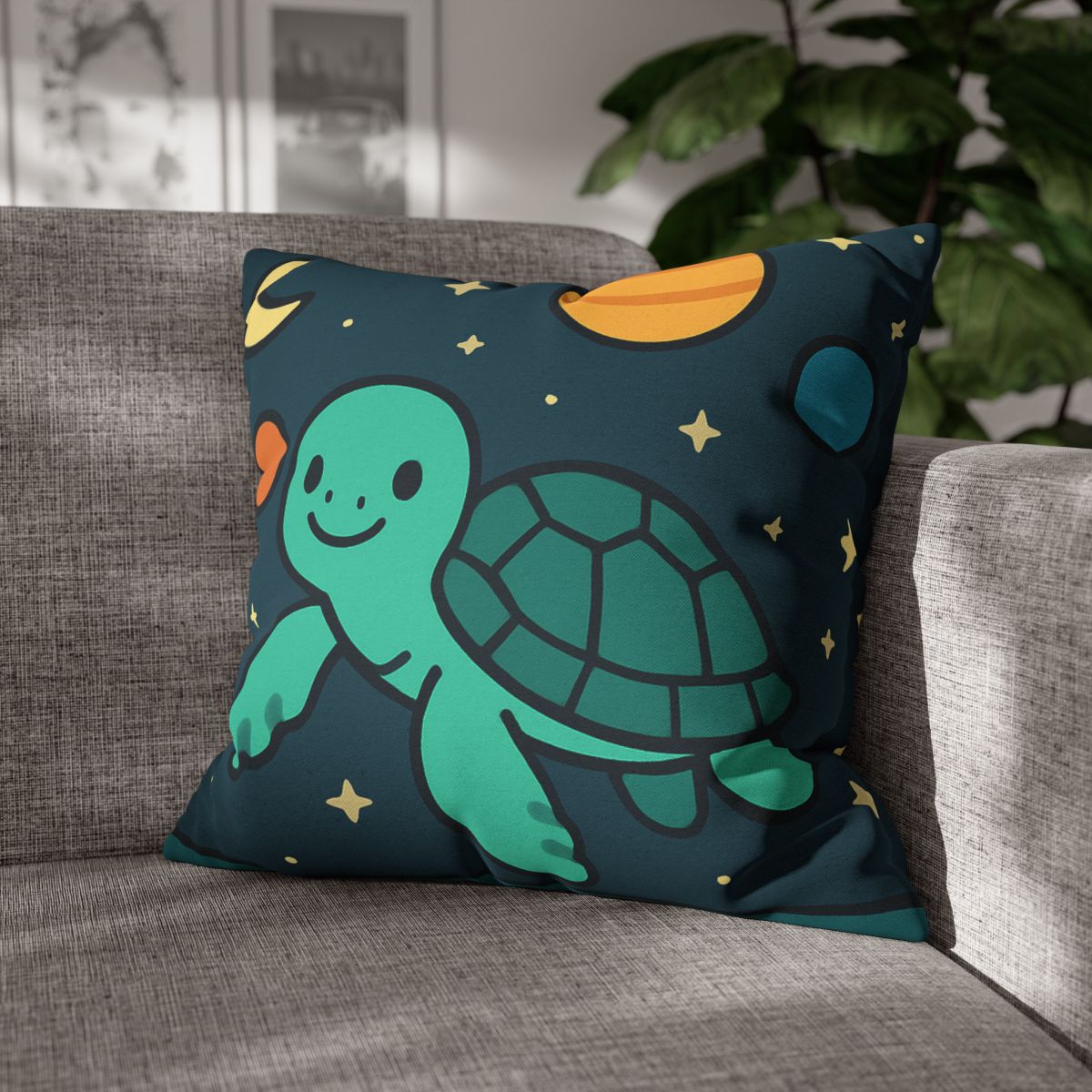 Starlit Space Turtle designer print pillow cases