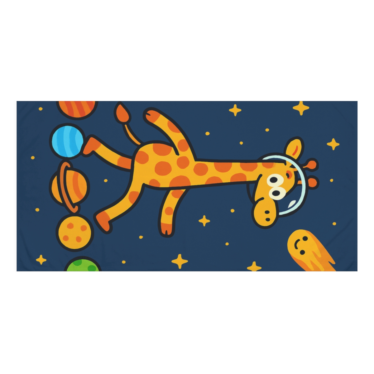 Galactic Giraffe Planet Parade soft cotton towels