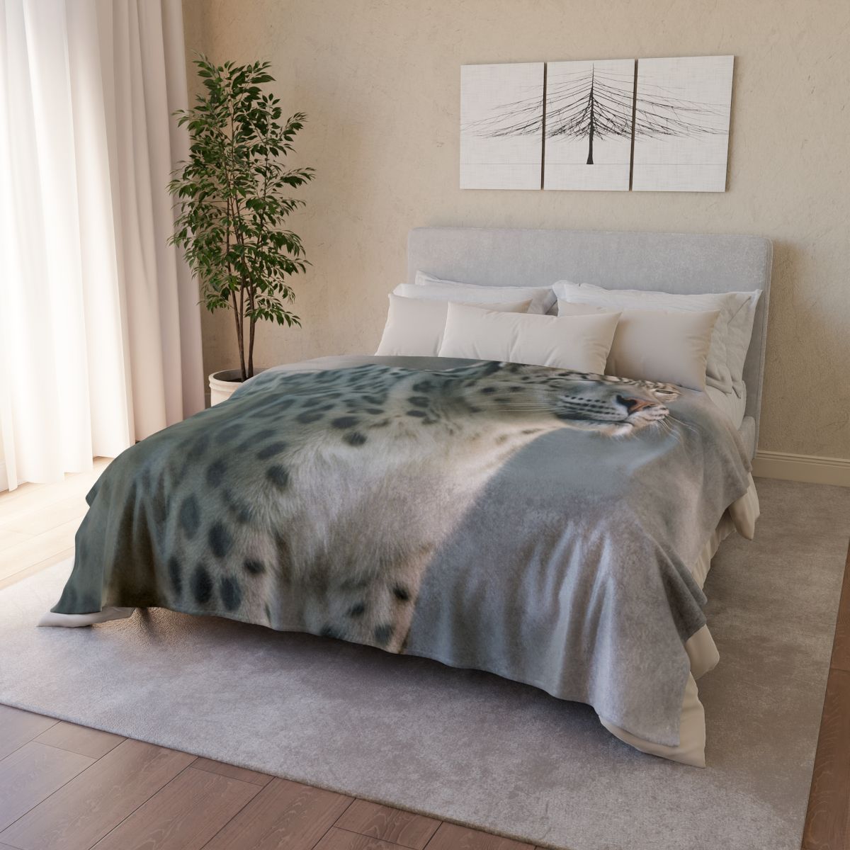 Cliff Phantom Snow Leopard designer printed blankets
