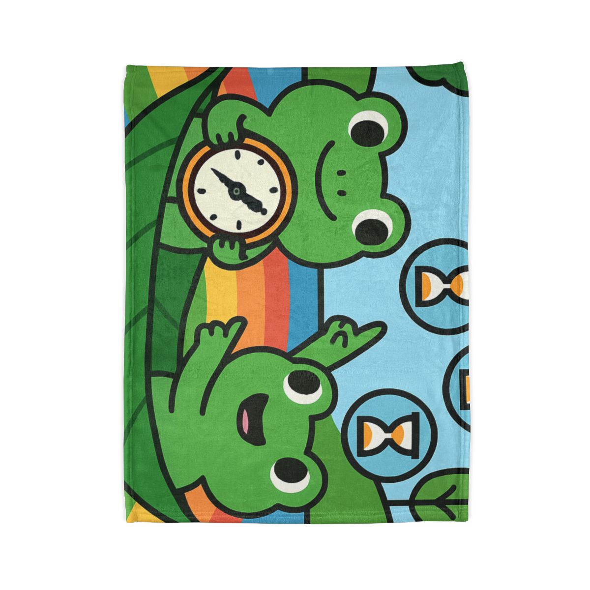 Rainbow River Time Travel Frogs soft fleece blankets