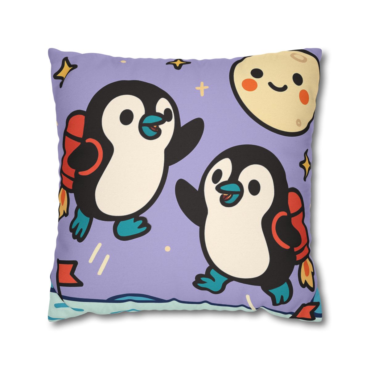 Rocket Penguin Explorers soft cotton pillow cases