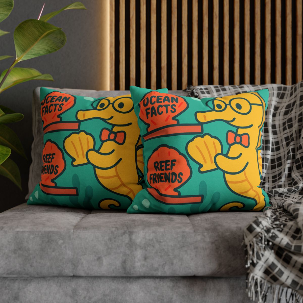 Underwater Library Of The Seahorse Librarian stylish decorative pillowcases