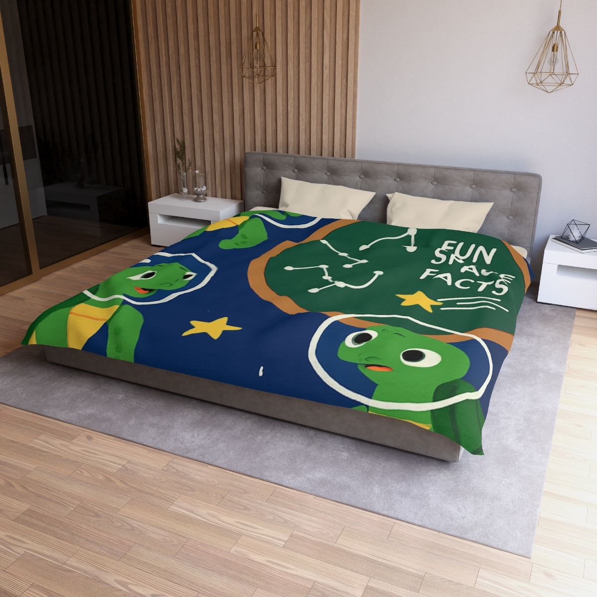 Space School Of Curious Sea Turtles soft comforter duvets
