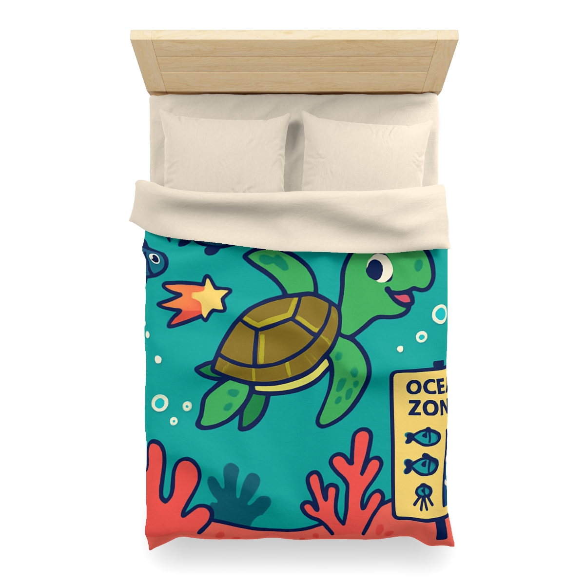 Coral Comet Turtle Parade unique patterned duvets