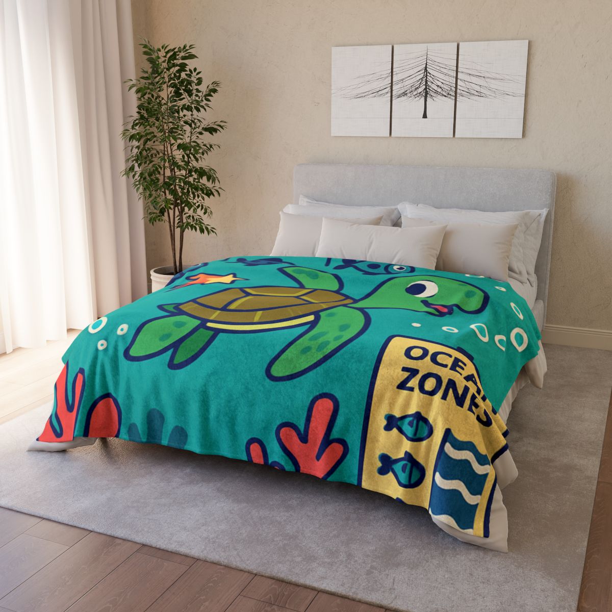Coral Comet Turtle Parade designer printed blankets