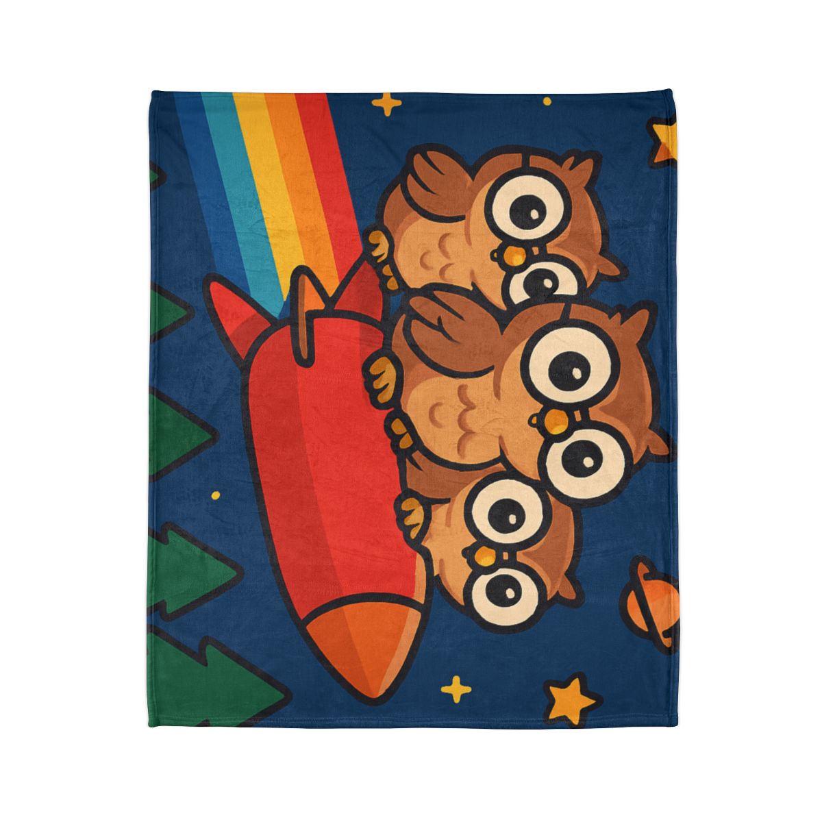 Rocket Riding Forest Owls warm winter blankets