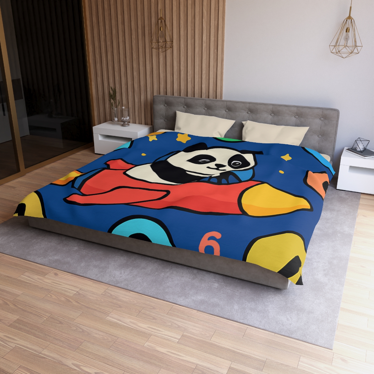 Rocket Panda And The Number Planets soft comforter duvets