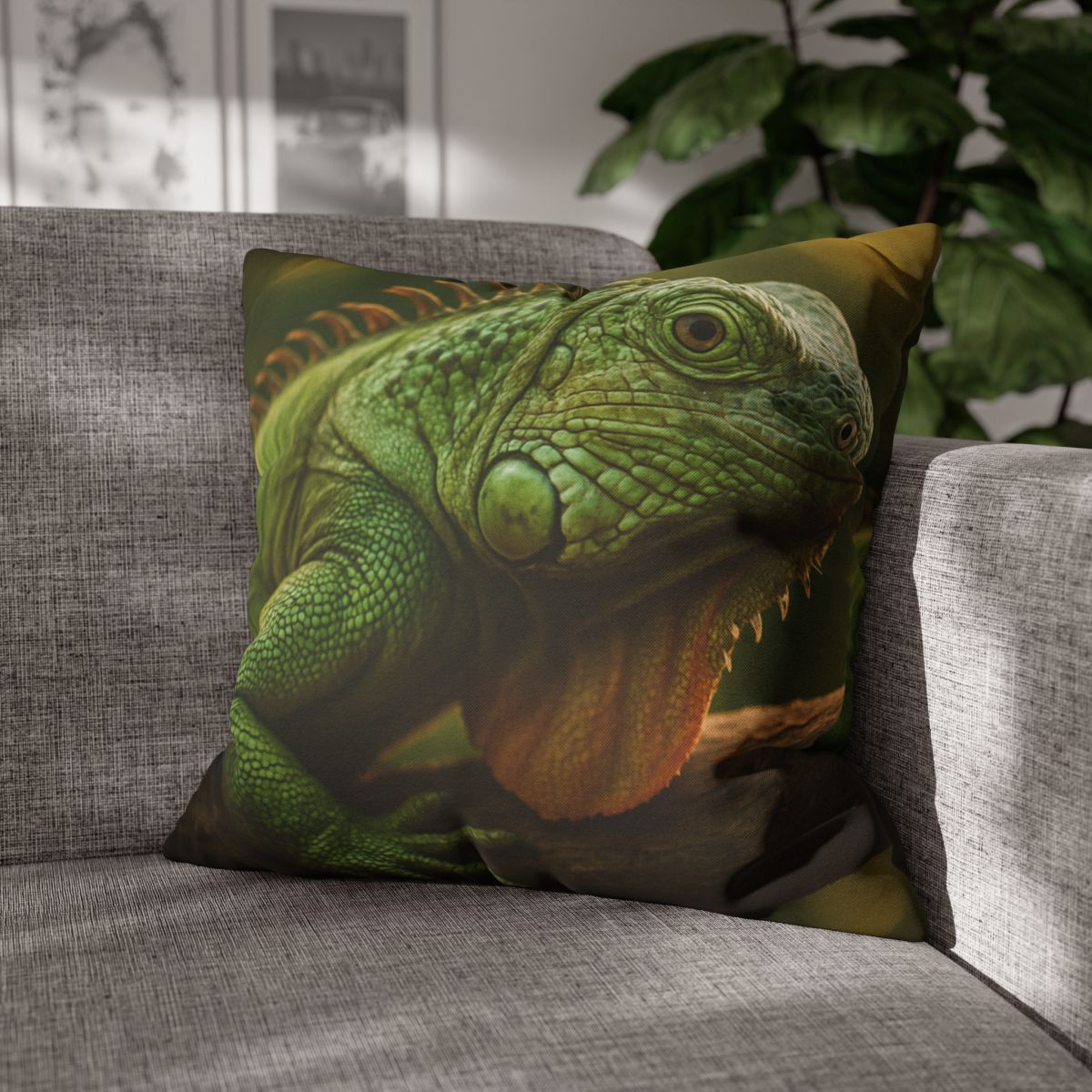 Orbit Glow Green Iguana custom pillow cases