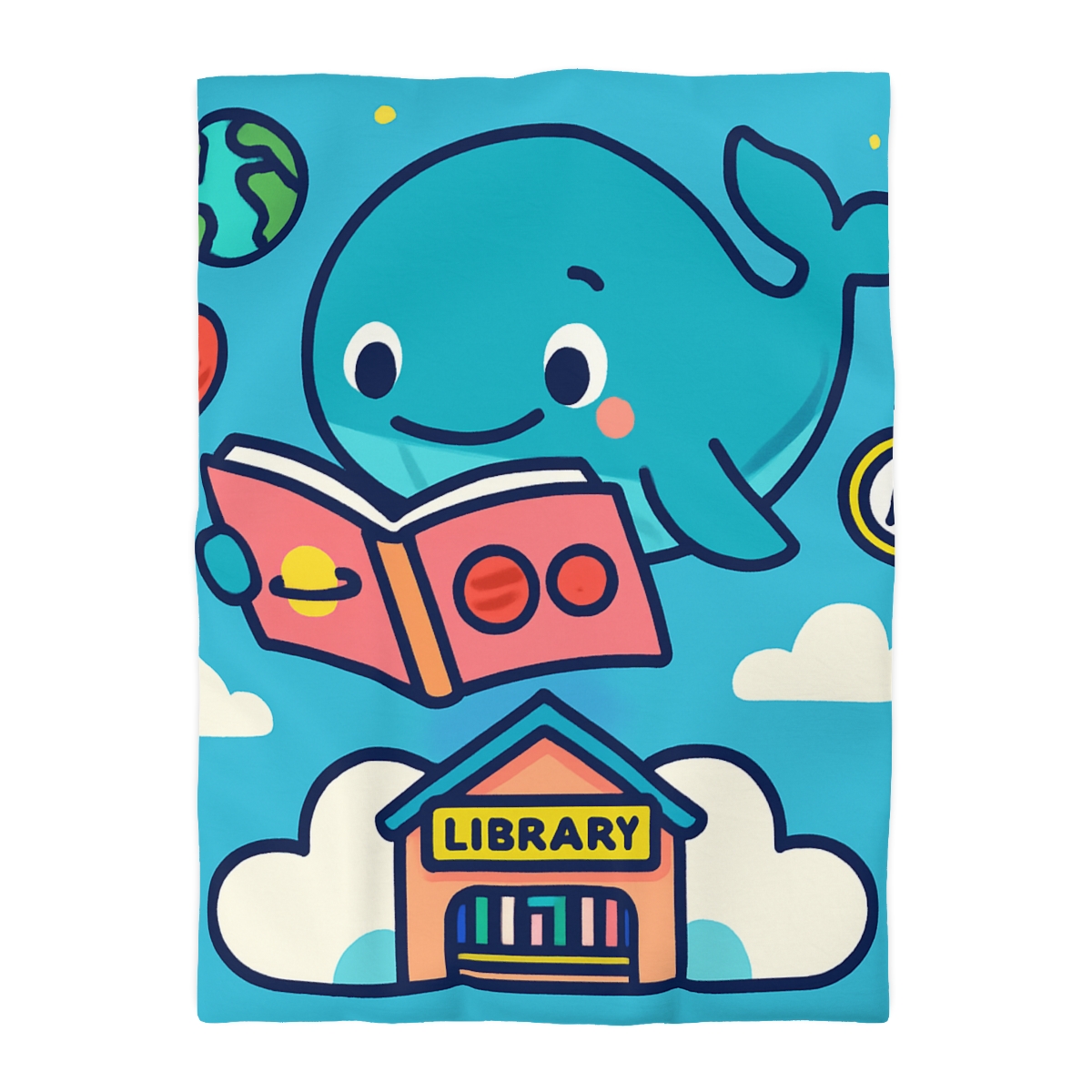 Nebula Library Sky Whale Reading Time unique patterned duvets