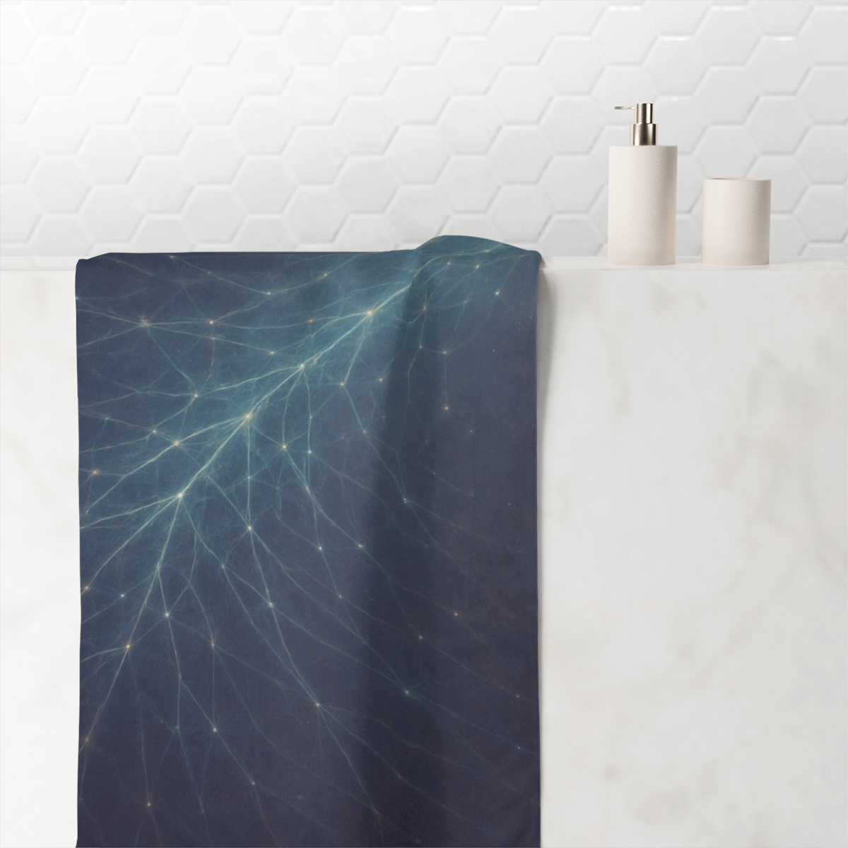 Cosmic Web Filament Glow designer printed towels