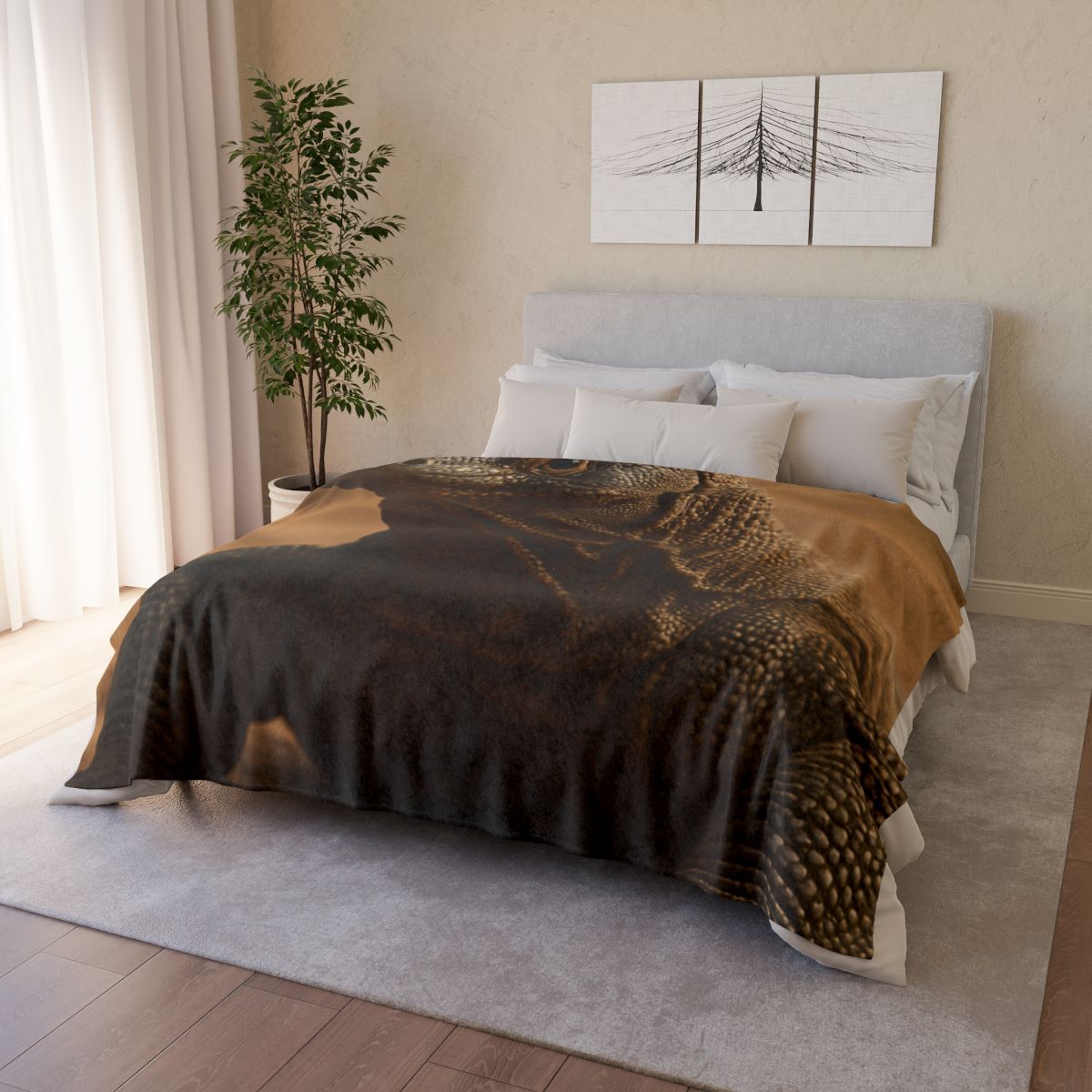 Ancient Sentinel Komodo Dragon trendy patterned blankets