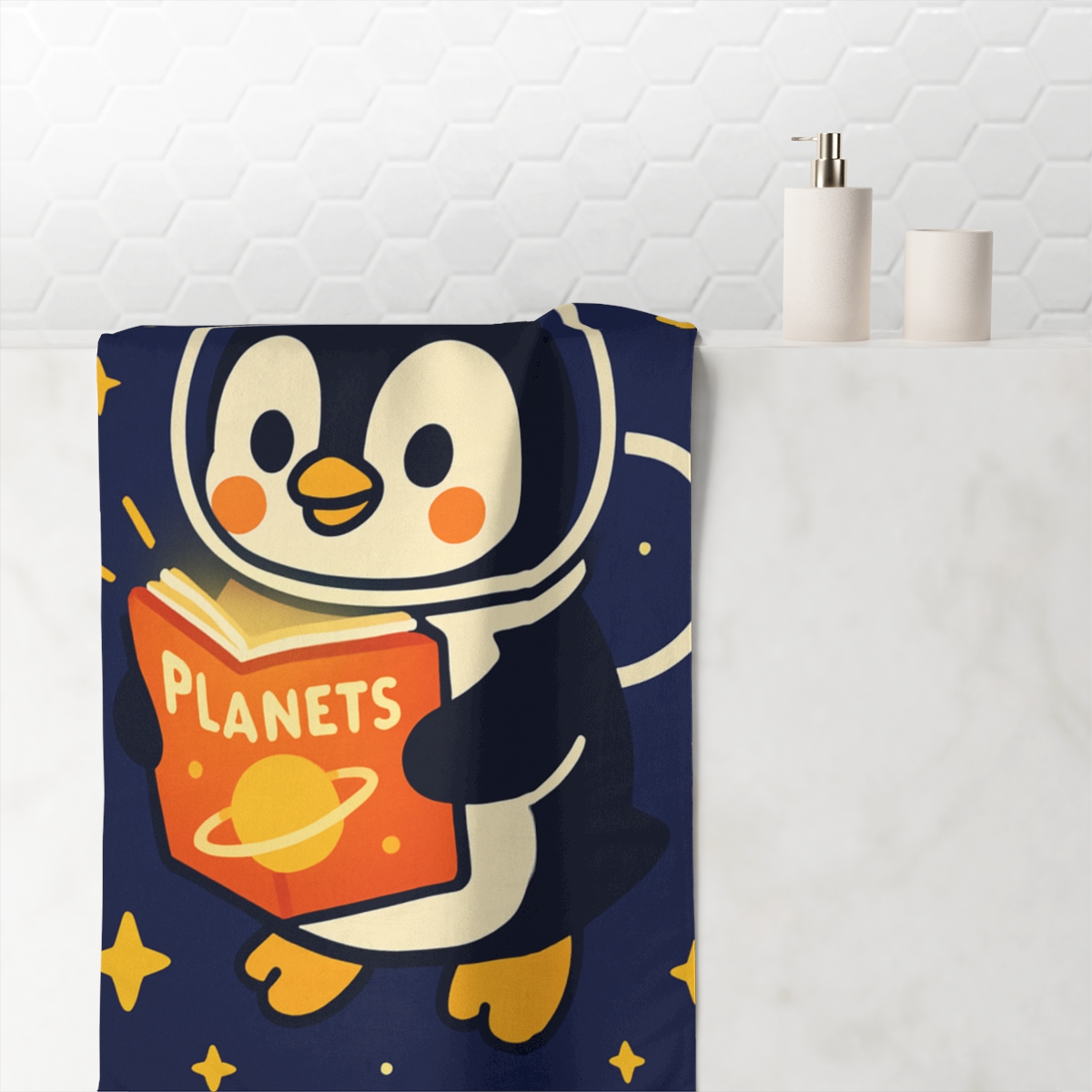 Space School Penguin Explorer custom towels