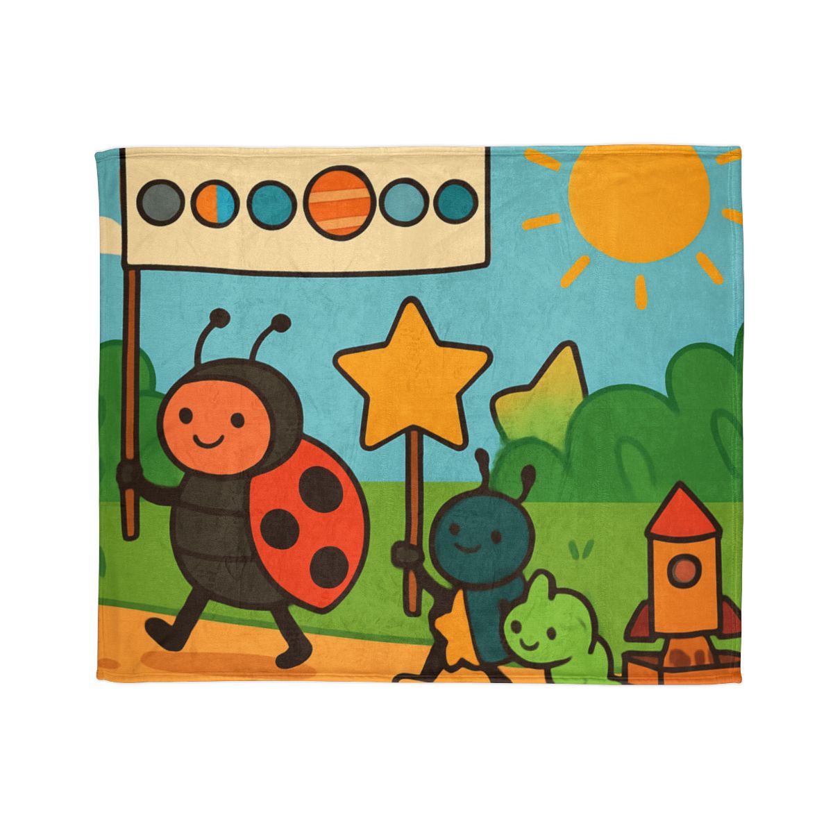 Galaxy Garden Insect Parade stylish throw blankets