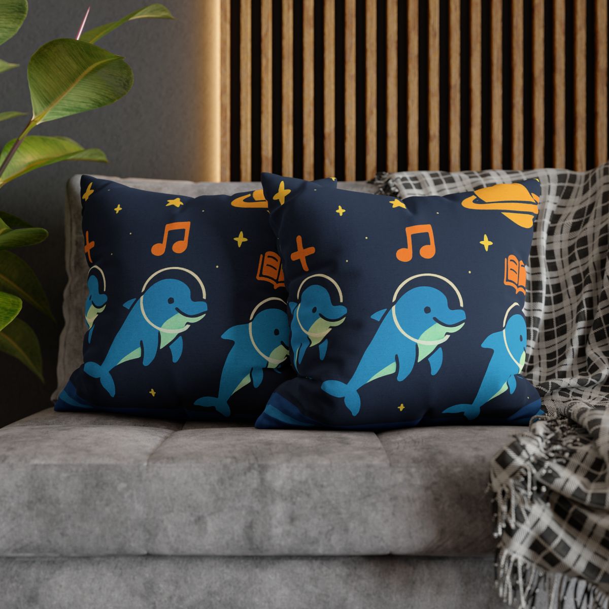 Space School Of The Ocean Dolphins designer print pillow cases