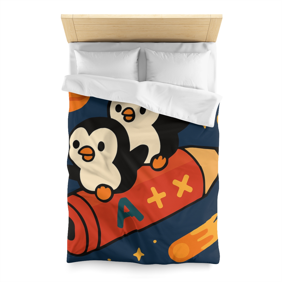 Rocket Riding Penguin Explorers trendy bedroom duvets