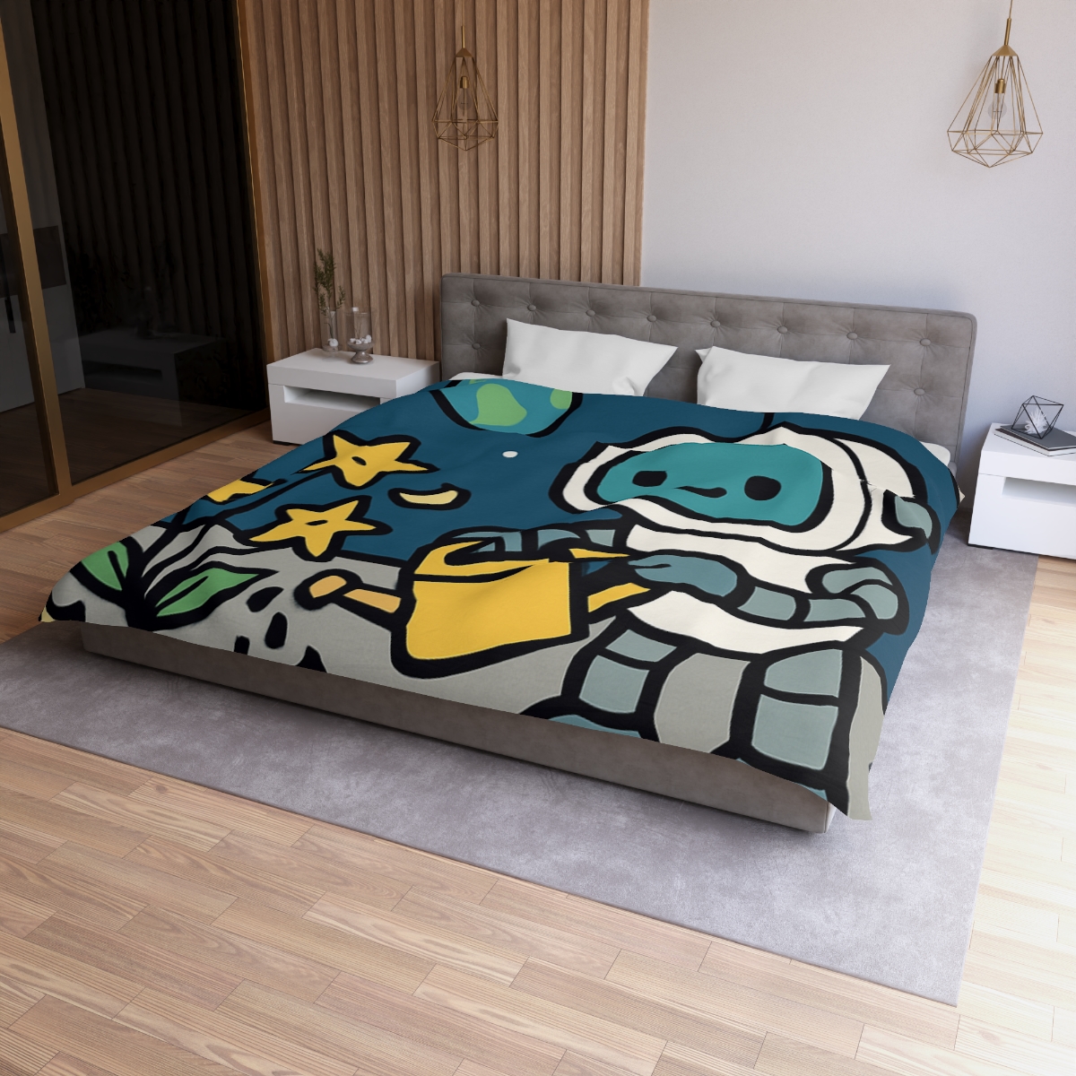Moon Garden Robot And Space Sprouts duvets for gifts