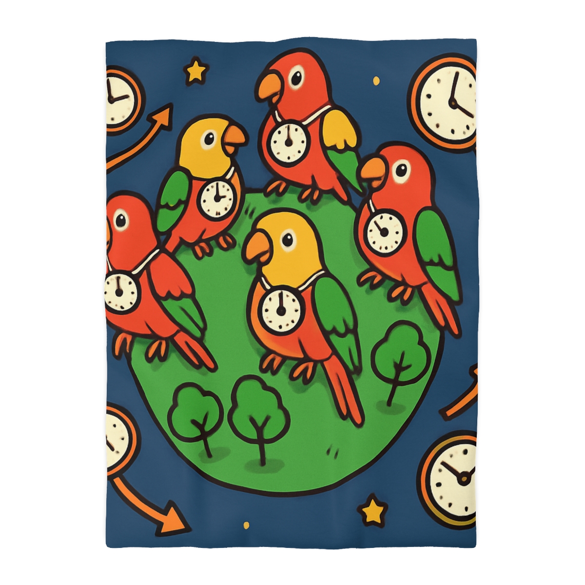 Time Traveling Parrot Planet personalized bedding duvets