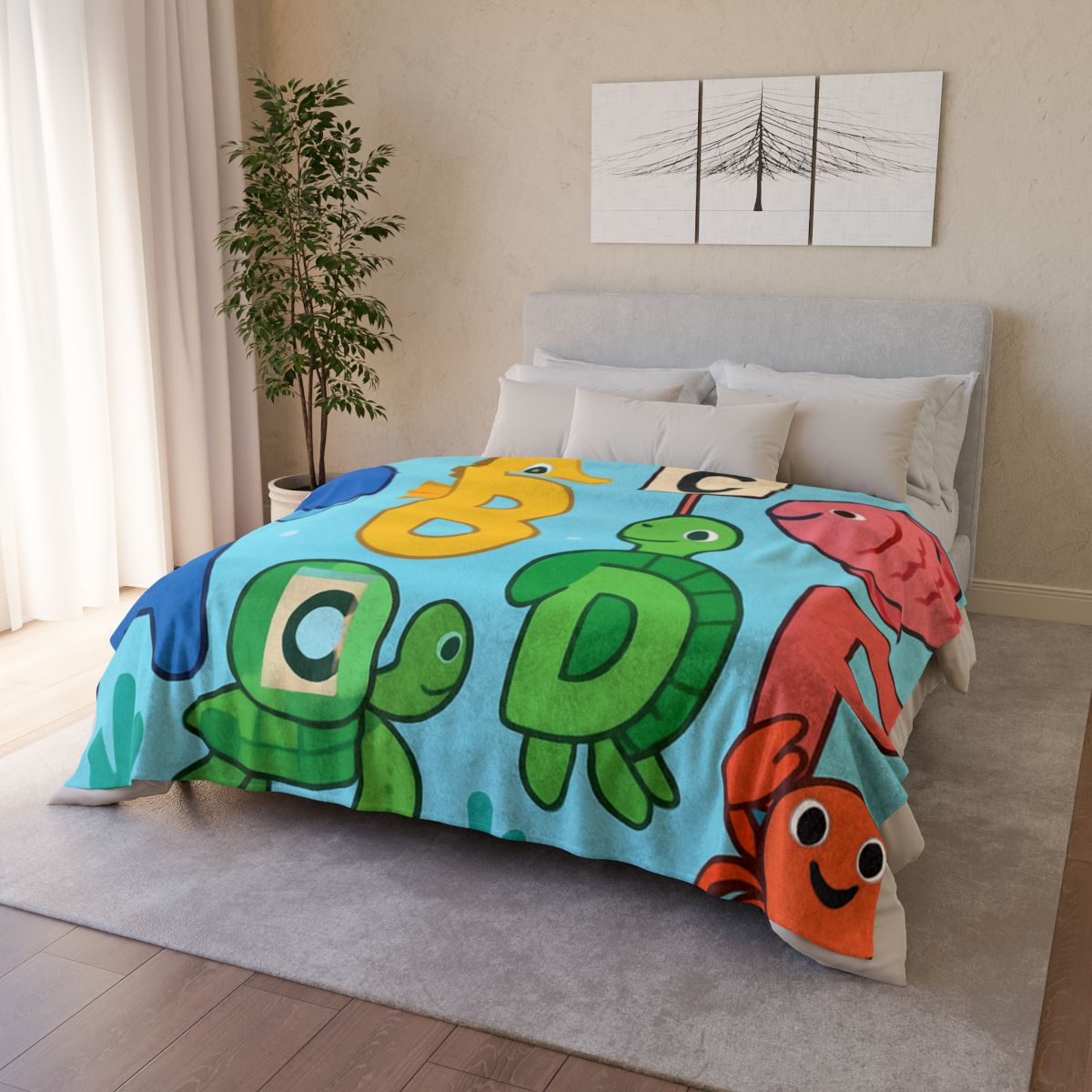 Coral Reef Alphabet Parade designer printed blankets