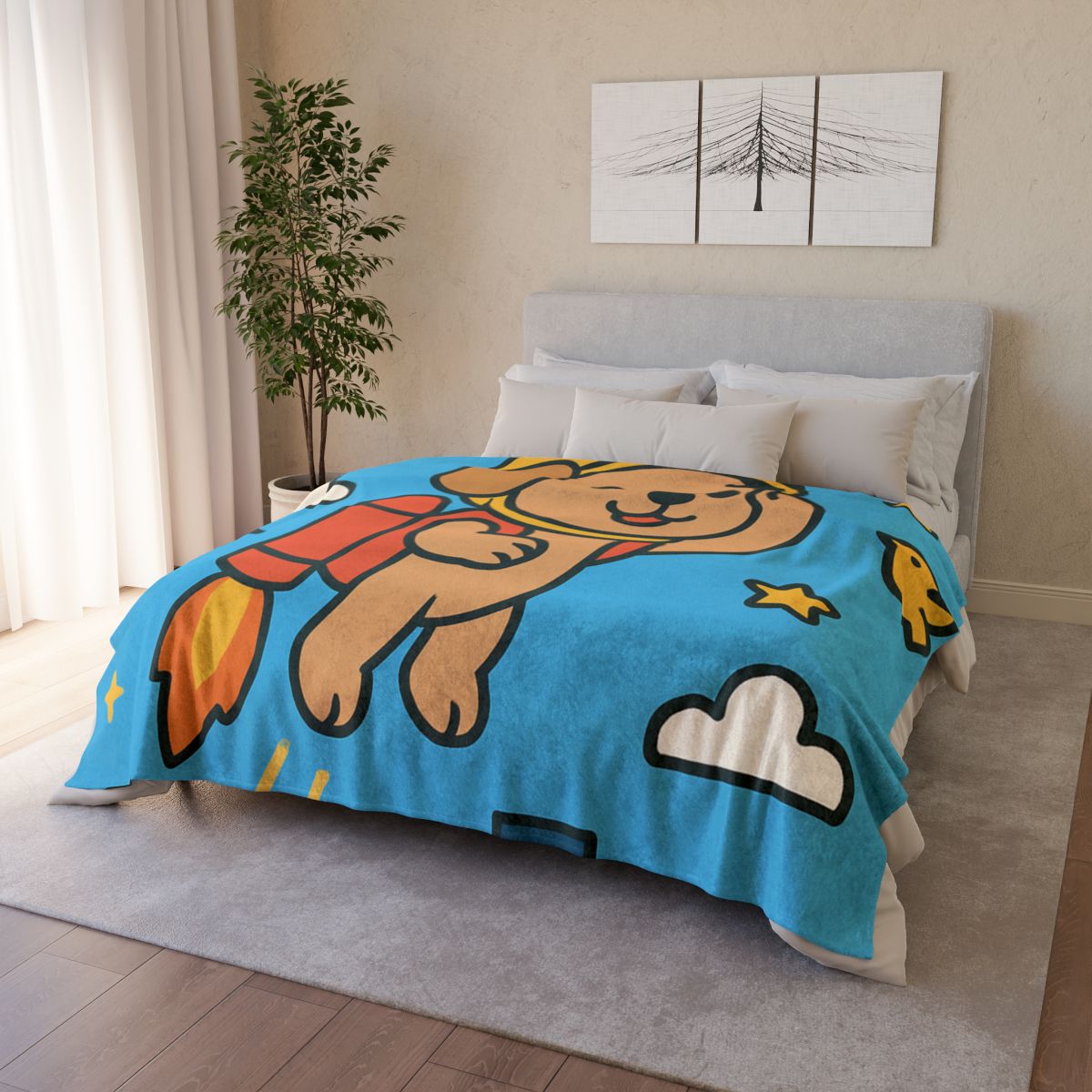 Rocket Puppy Patrol designer printed blankets