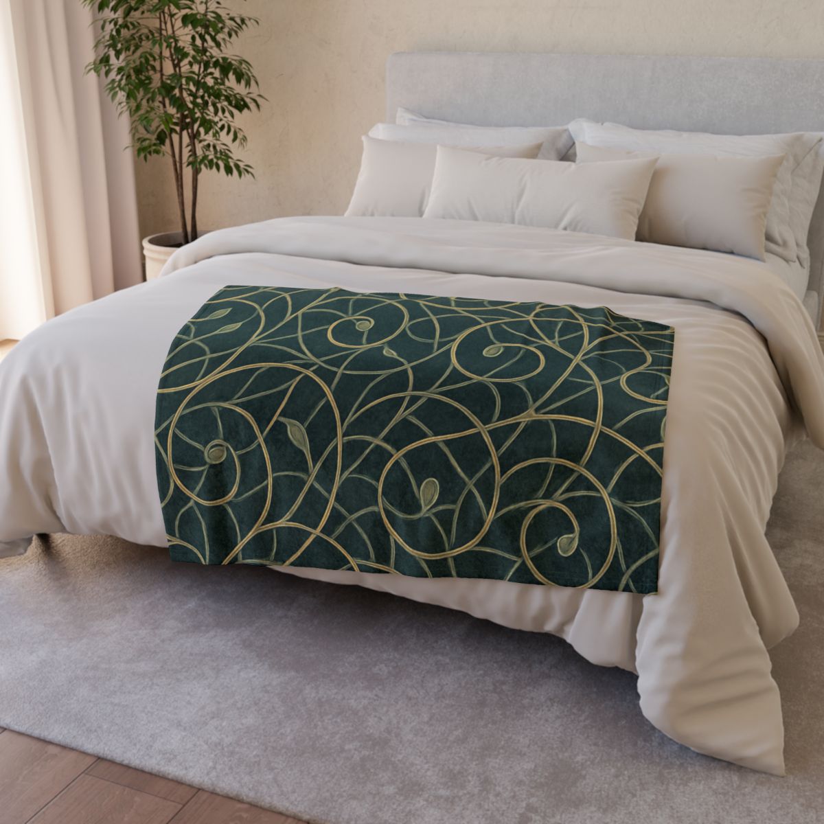 Tendril Lace Network soft fleece blankets