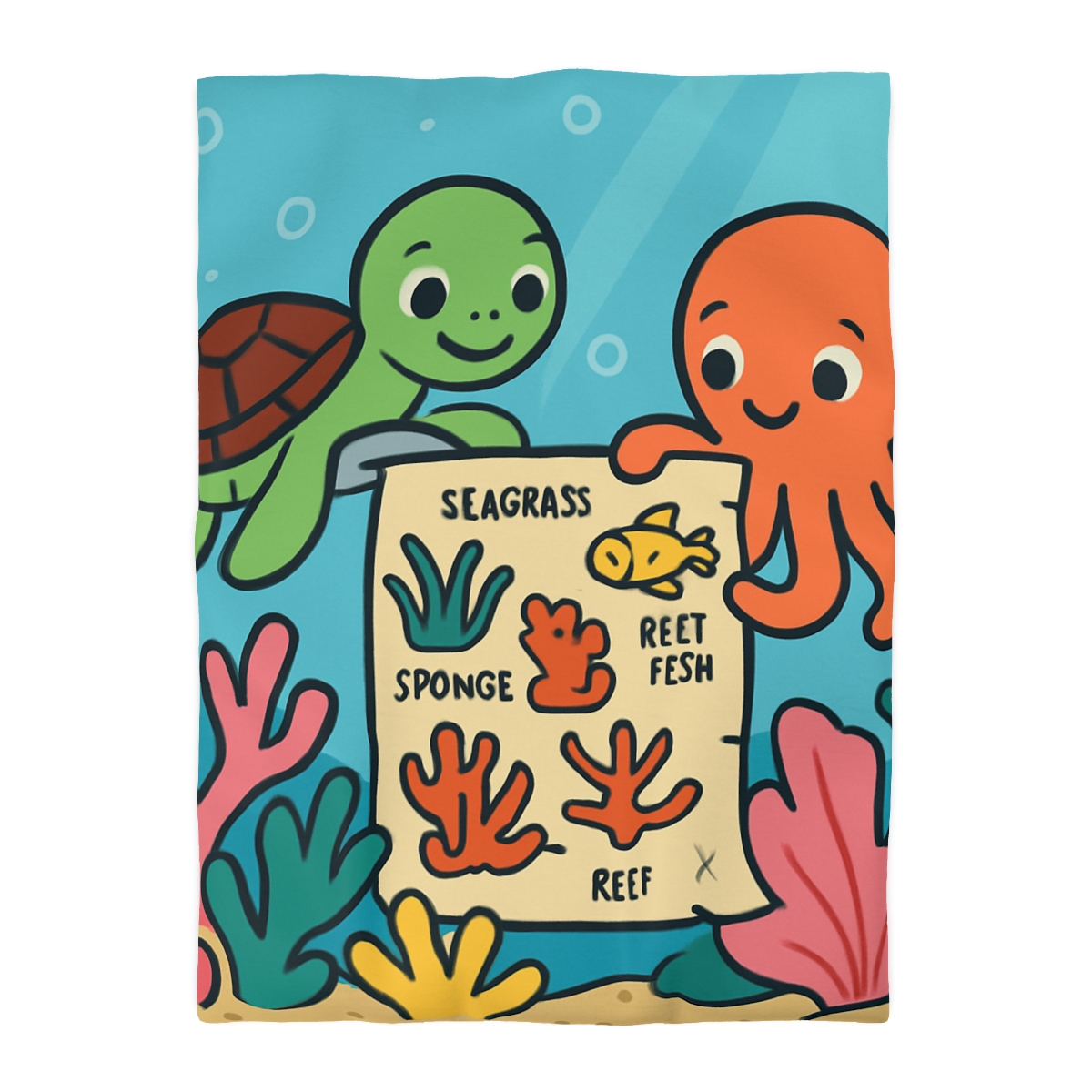Coral Reef Map Makers personalized bedding duvets