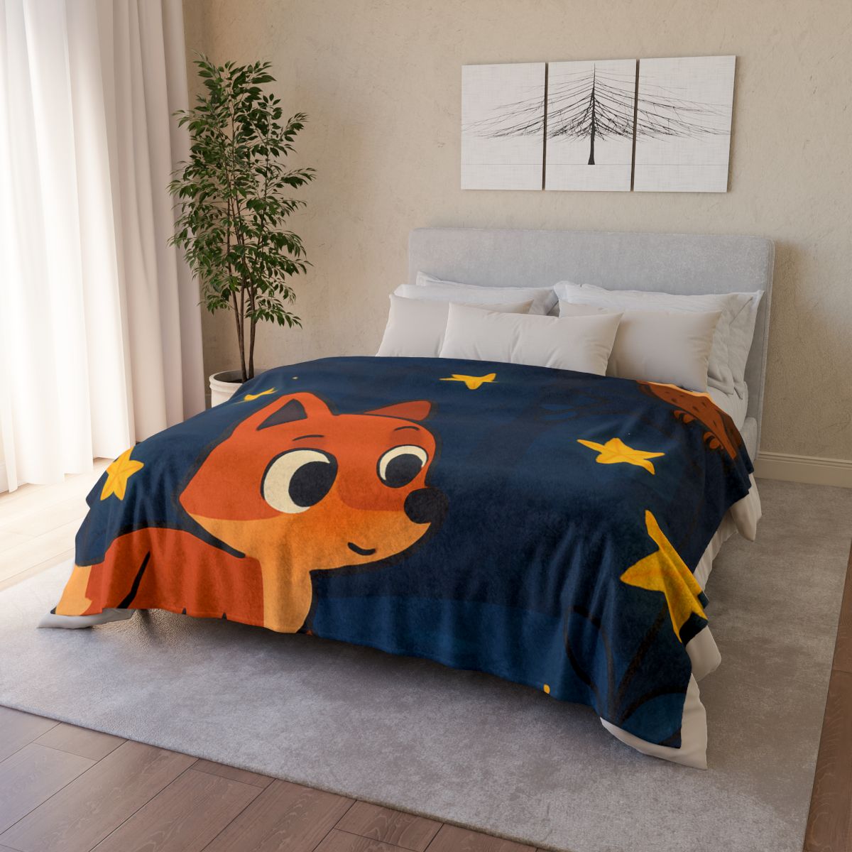 Cosmic Forest Fox trendy patterned blankets