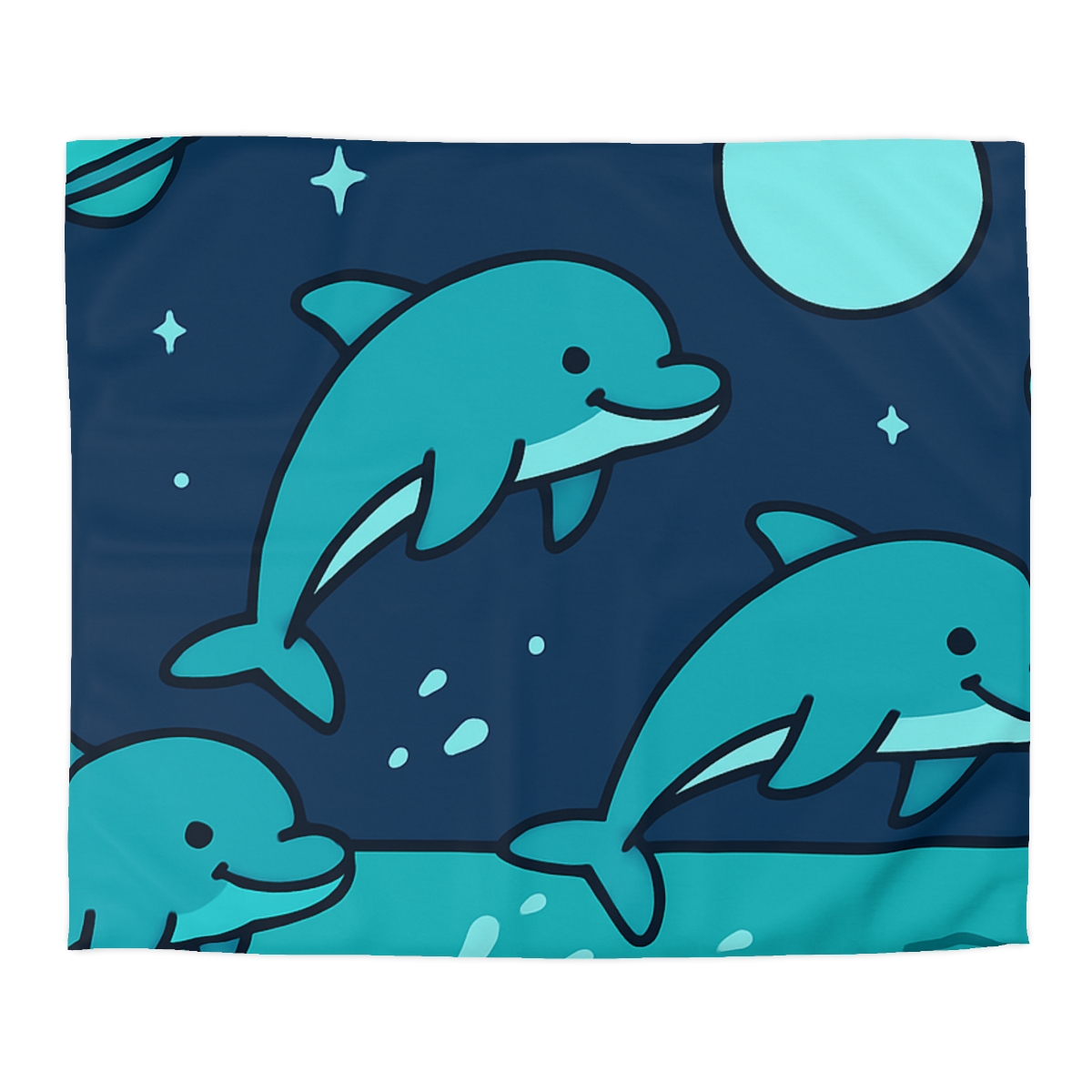 Starlight Sea And The Cosmic Dolphins personalized bedding duvets