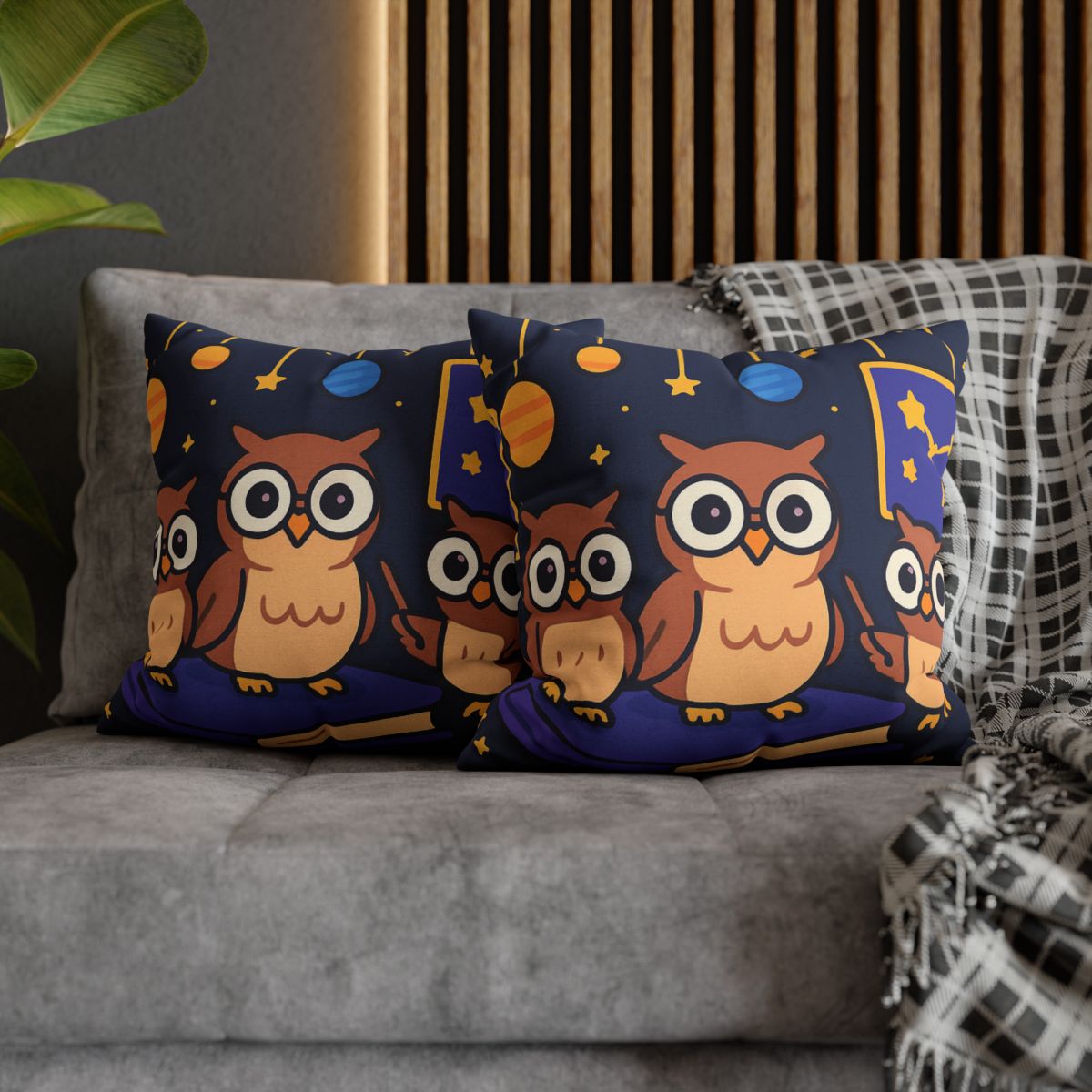 Galaxy Library Of The Wise Owls trendy patterned pillow cases