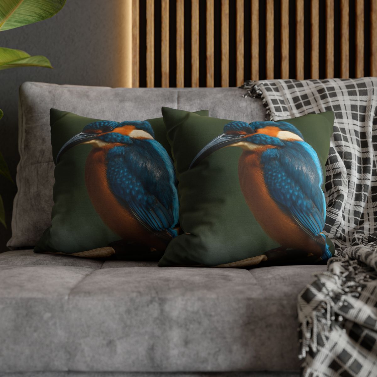 Azure Bolt Common Kingfisher designer print pillow cases