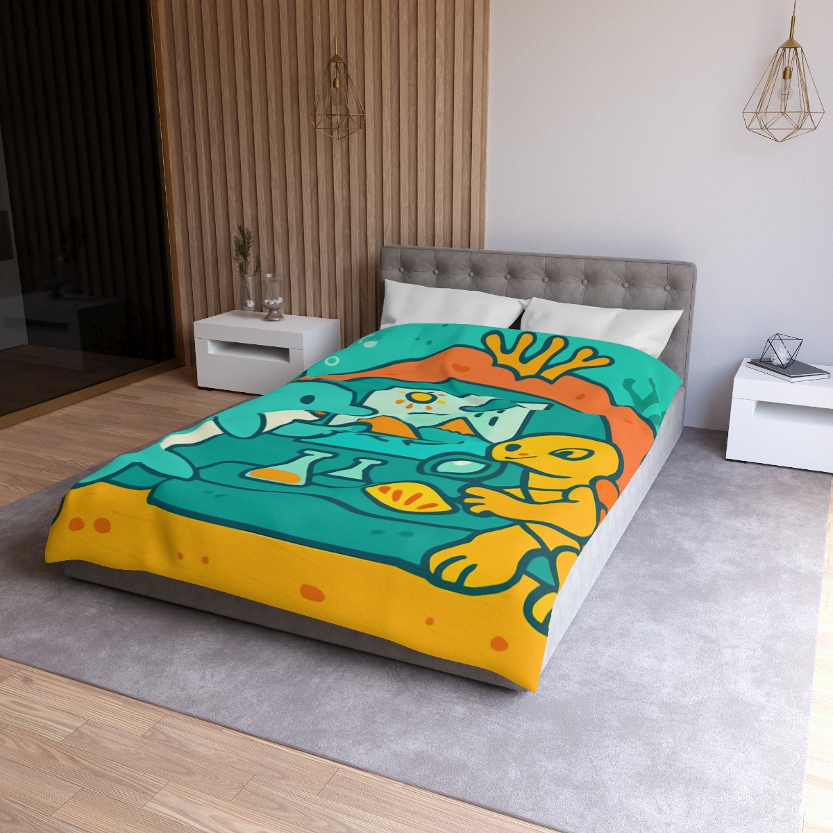 Coral Reef Science Lab designer printed duvets