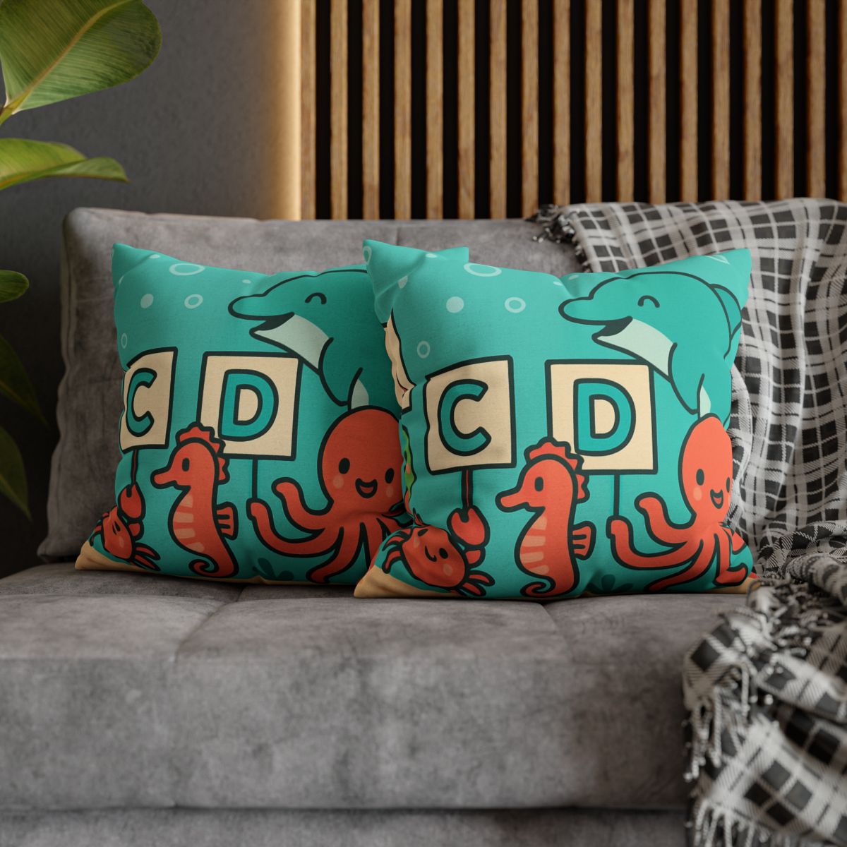 Coral Reef Alphabet Parade custom pillow cases