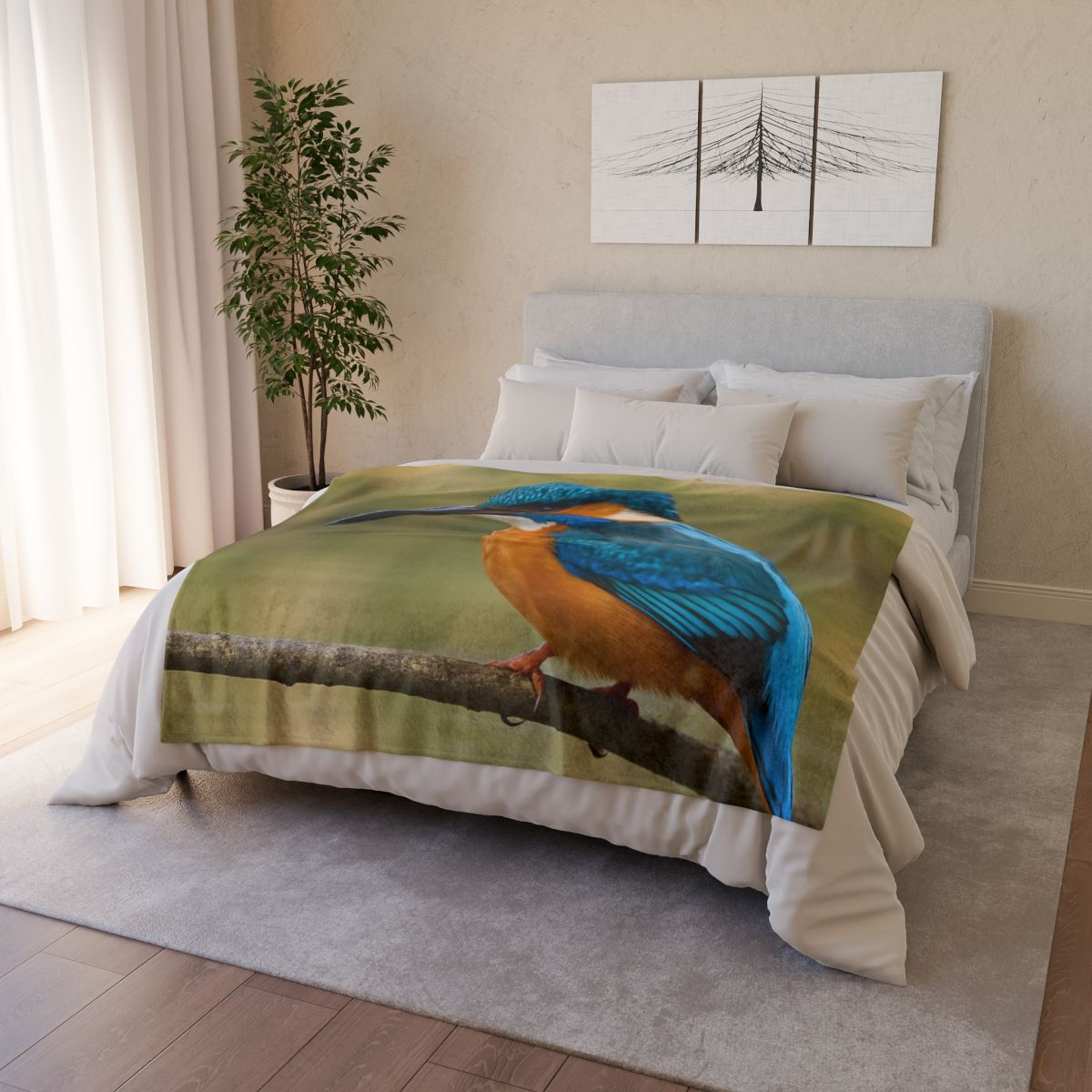 Crystal Dive Common Kingfisher personalized cozy blankets