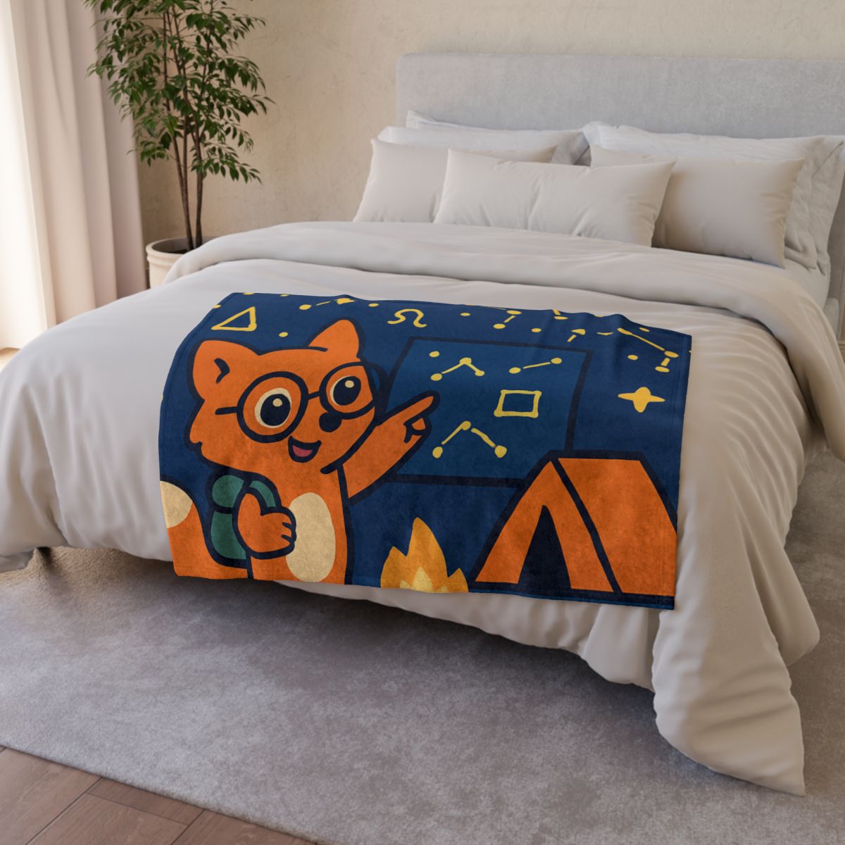 Constellation Camping With Fox Astronomer trendy patterned blankets