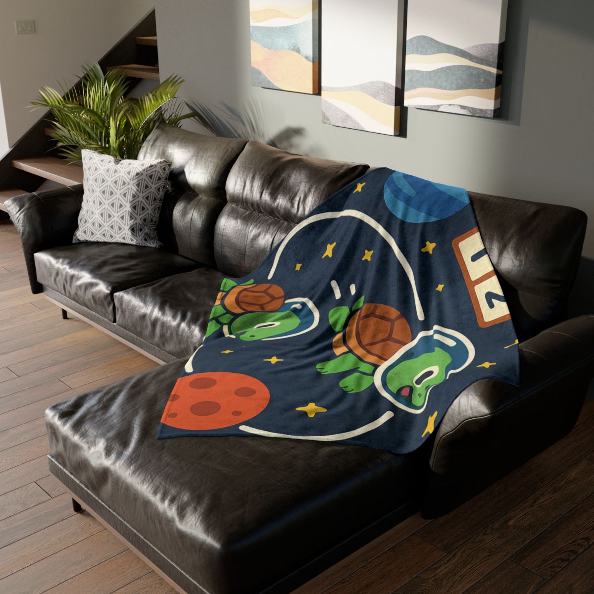 Time Dilation Turtle Race Across Star Track trendy patterned blankets