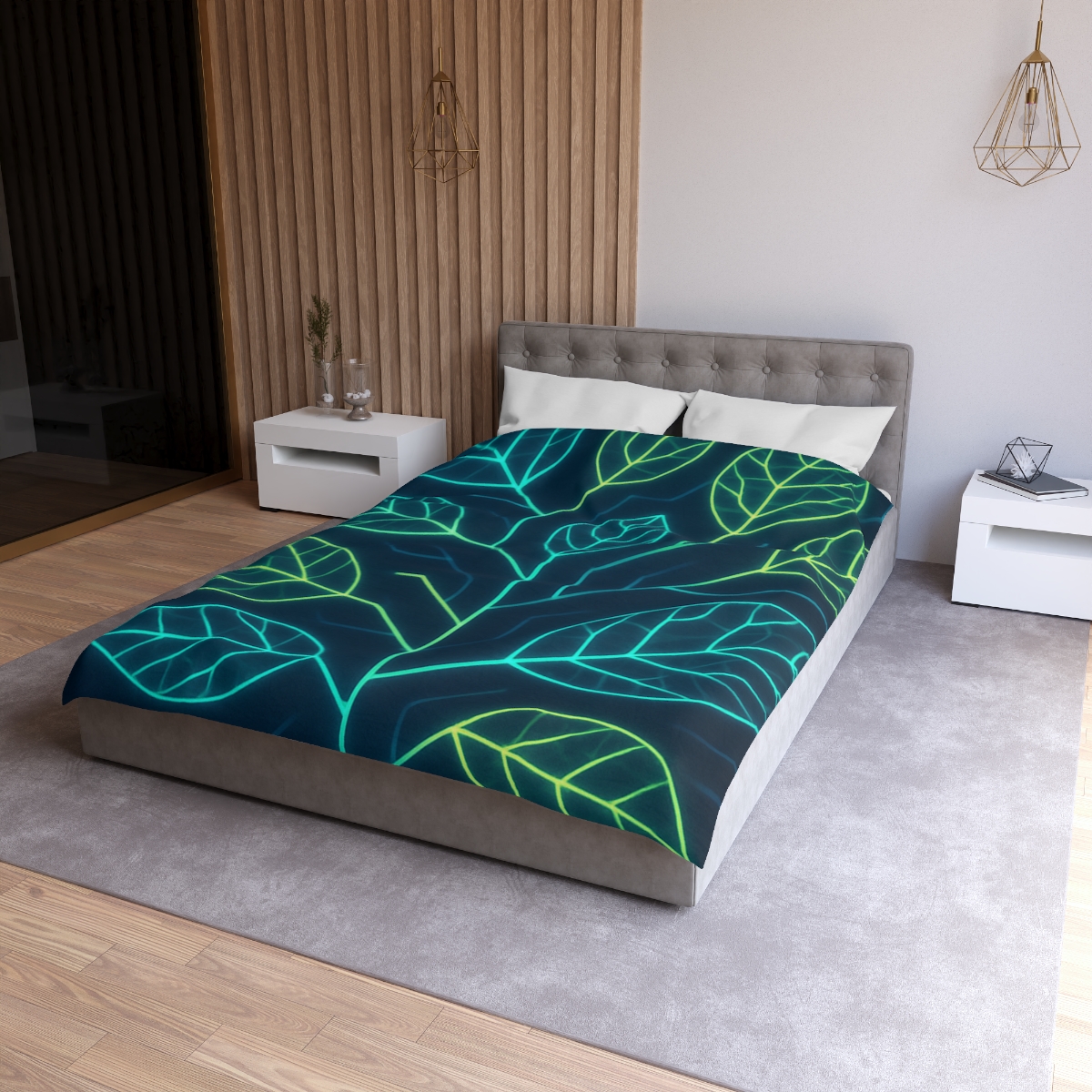 Leaf Vein Circuit Flow custom duvets