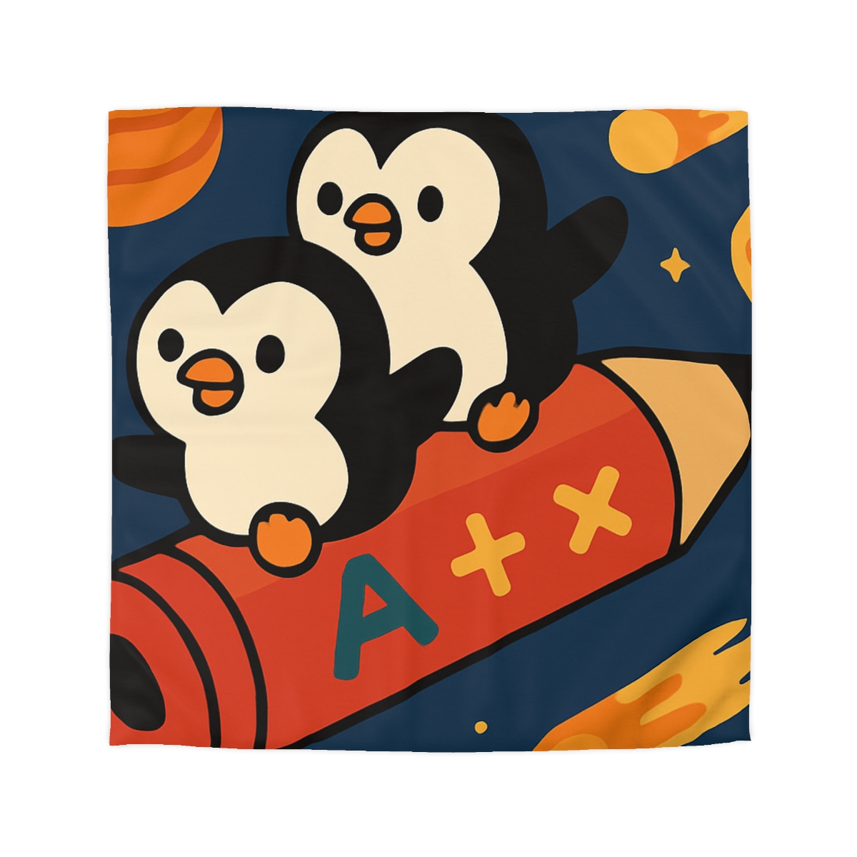 Rocket Riding Penguin Explorers trendy bedroom duvets