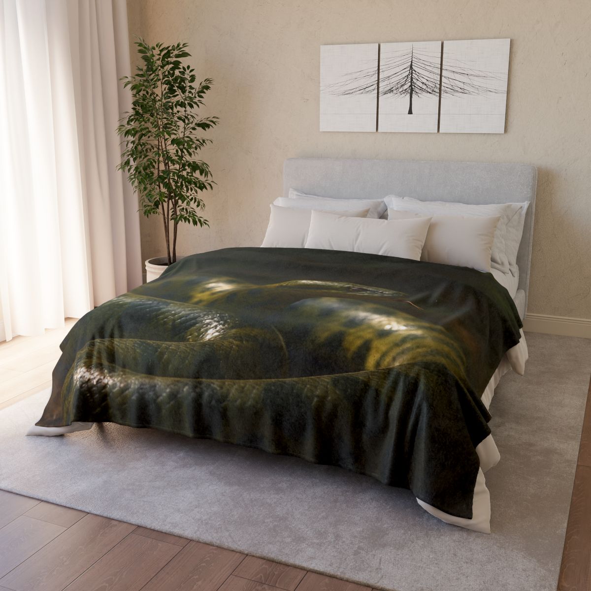 Shadow Ribbon Green Anaconda warm winter blankets
