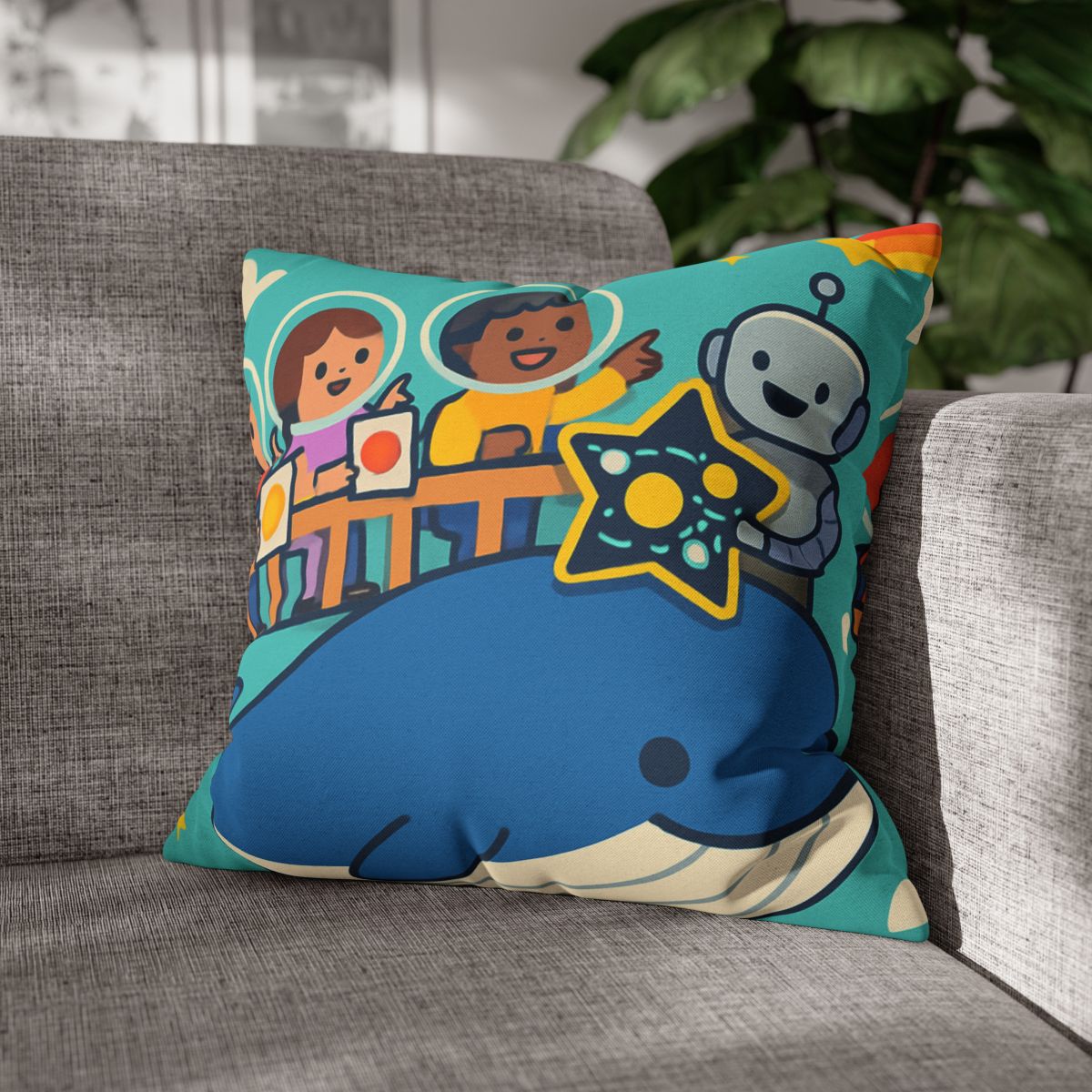 Comet Classroom In The Sky Whale designer print pillow cases