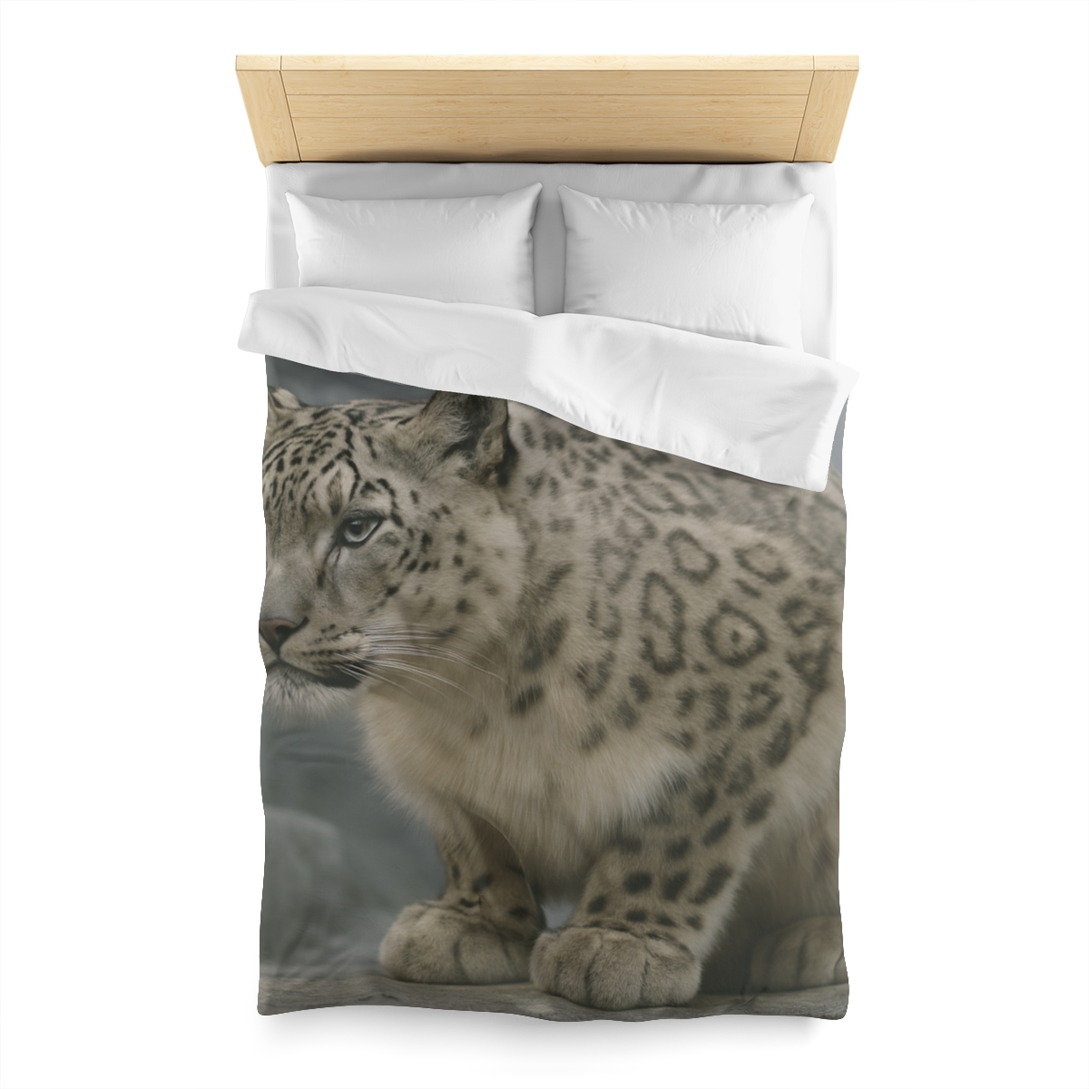 Silent Ridge Snow Leopard designer printed duvets