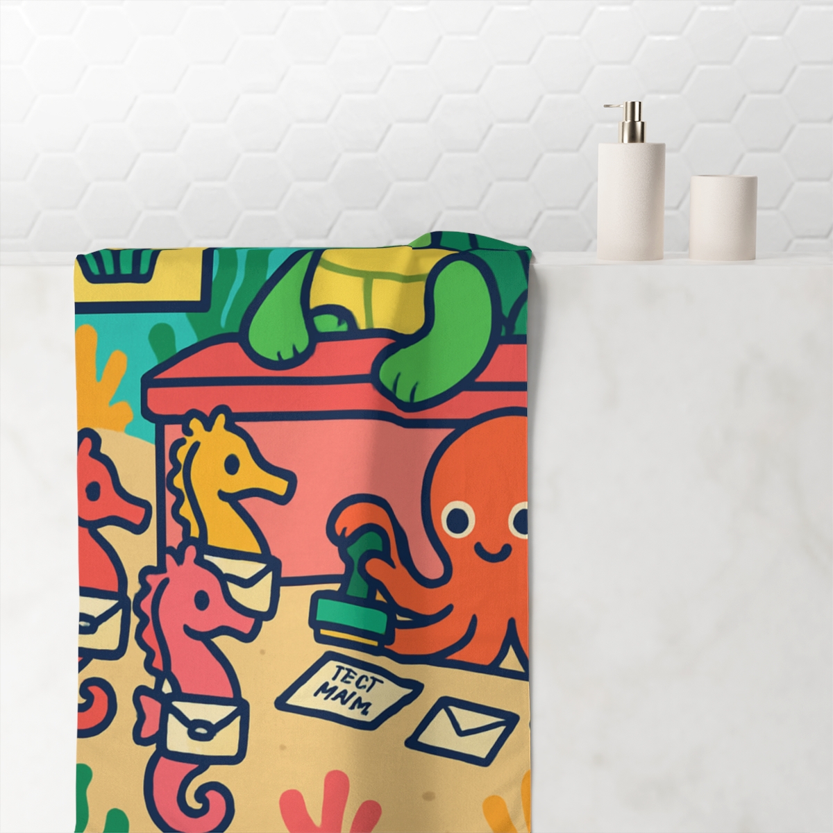 Coral Reef Post Office With Seahorse Mail soft cotton towels