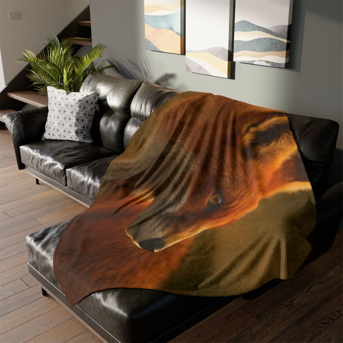 Crimson Whisper Red Fox personalized cozy blankets