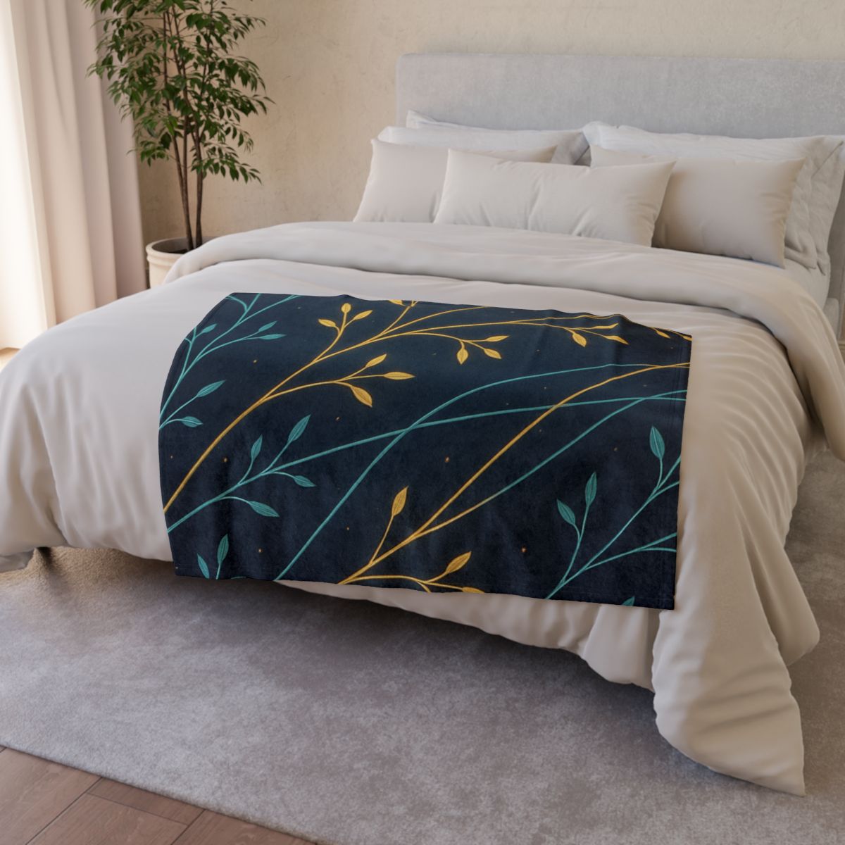 Starlit Vine Constellation soft fleece blankets