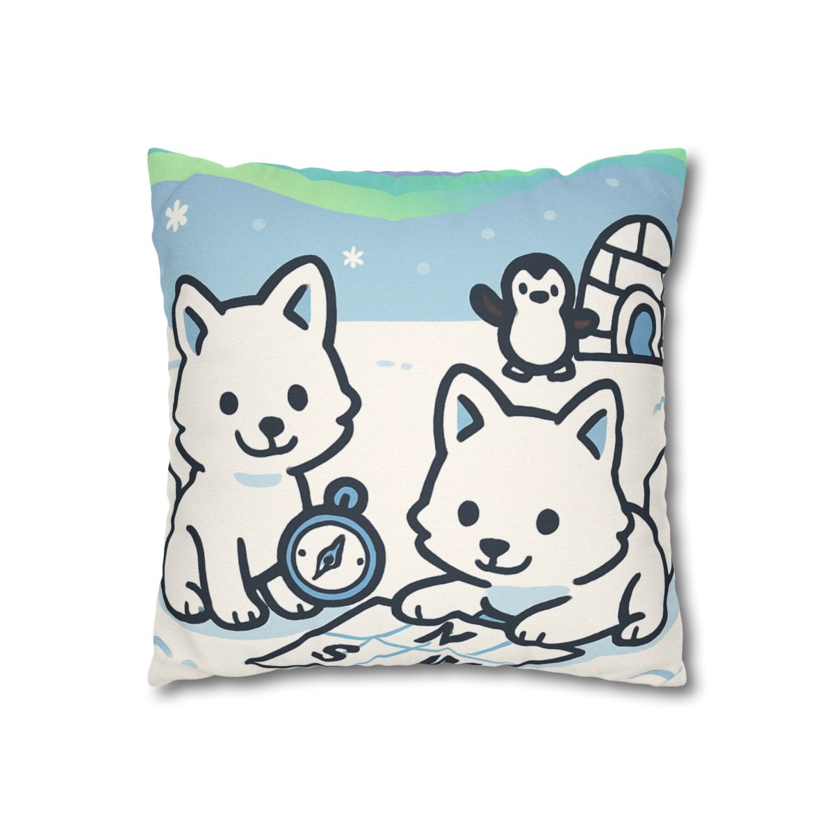 Polar Aurora Map Makers trendy patterned pillow cases