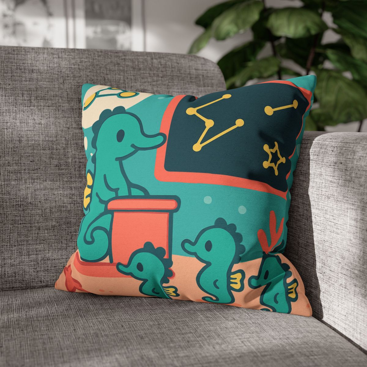 Starry Seahorse School personalized pillow covers