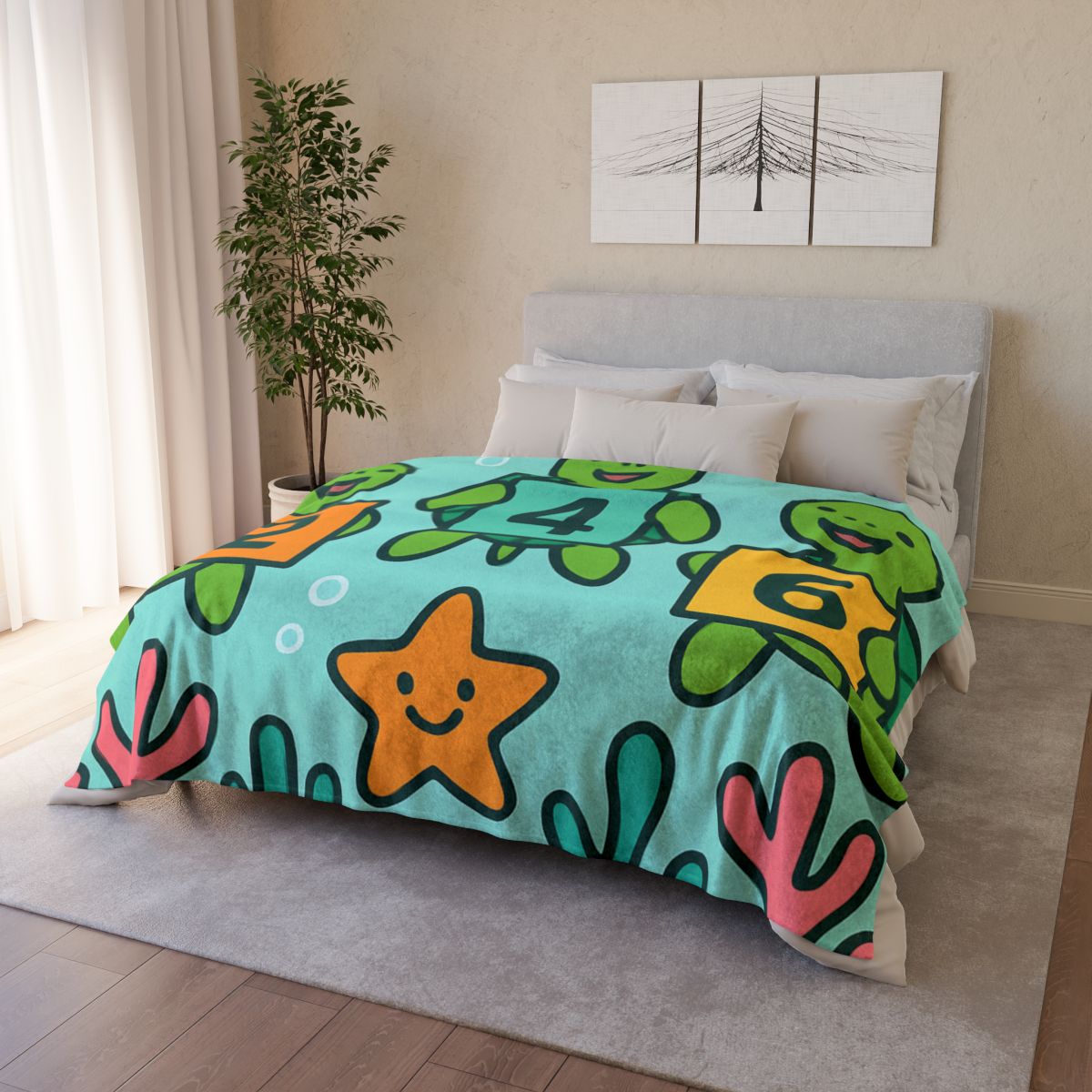 Coral Reef Math Parade Of Sea Turtles personalized cozy blankets