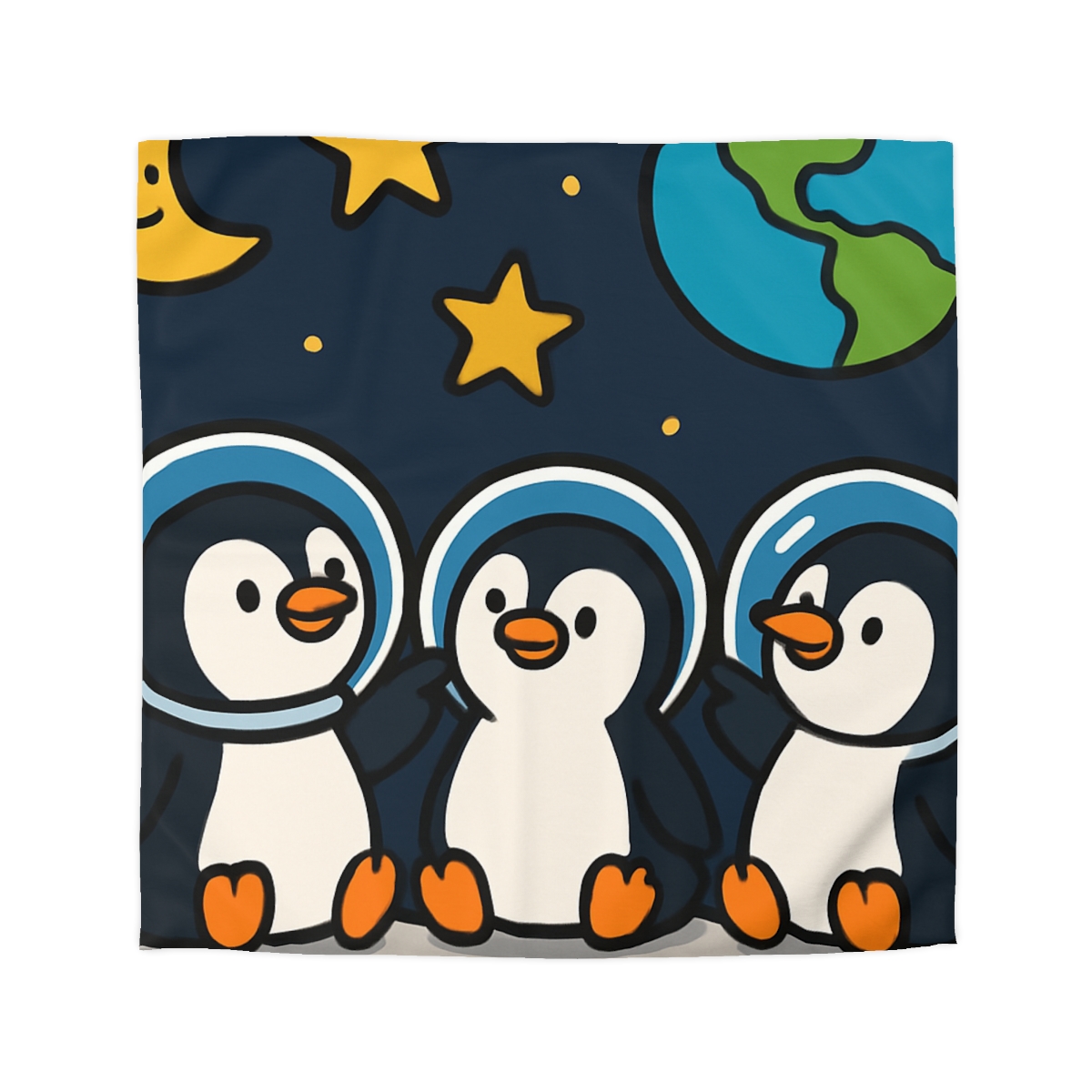 Stargazing Penguins On The Moon trendy bedroom duvets